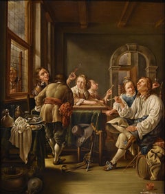 Fröhliche Gesellschaft Party Ente 17. Jahrhundert Gemälde Öl auf Leinwand Flämische Schule