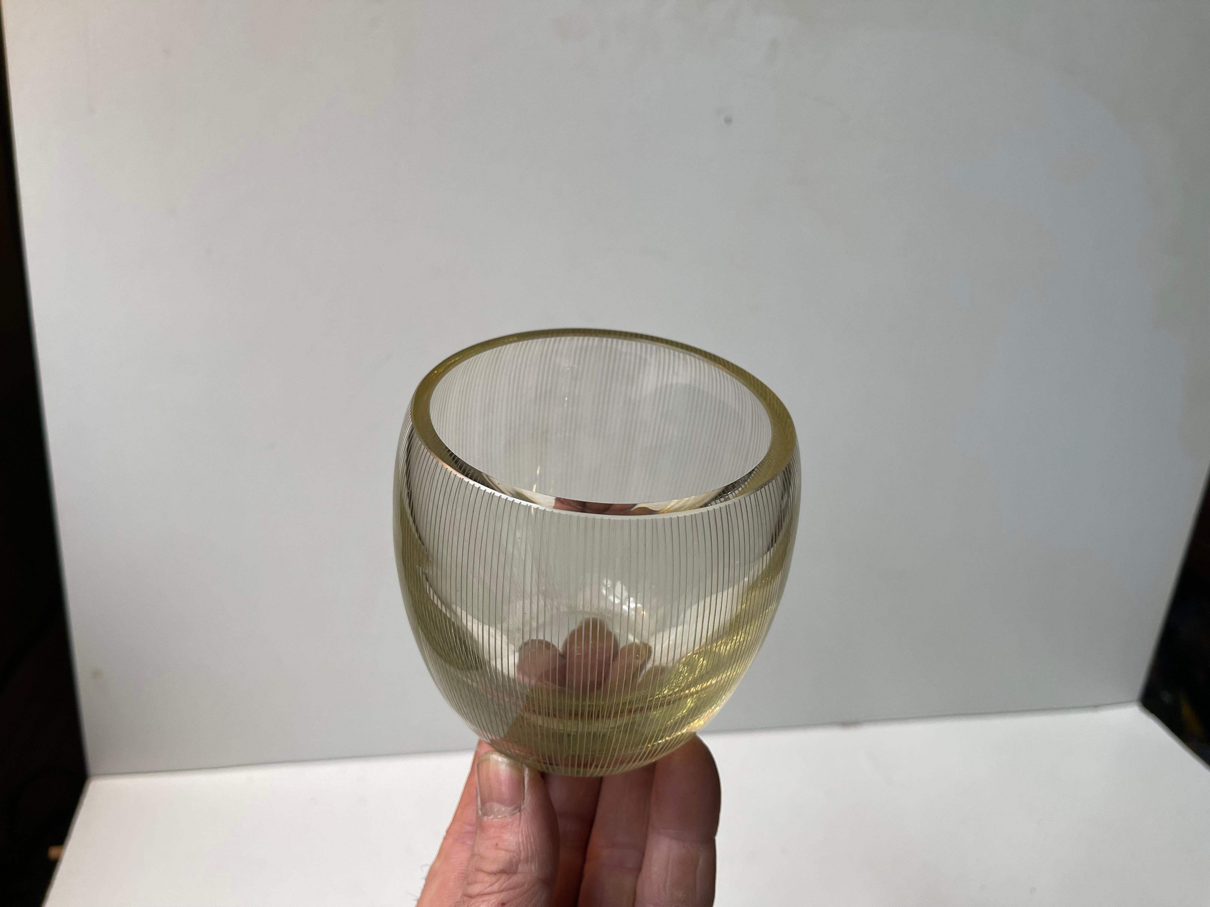 Art Déco Jacob E. Bang Engraved Art Deco Glass Vase, Holmegaard 1930s in vendita