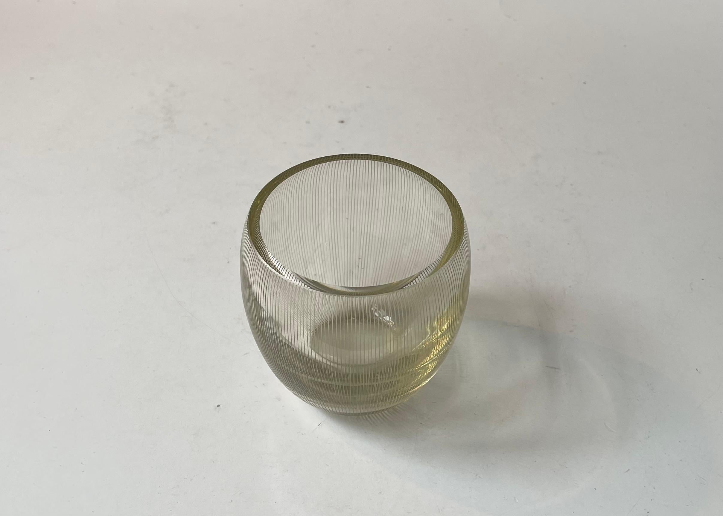 Danese Jacob E. Bang Engraved Art Deco Glass Vase, Holmegaard 1930s in vendita