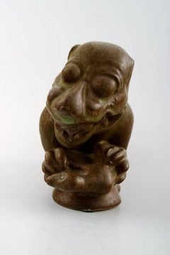 Jacob E. Bang for Nymølle, Ceramic Lion from the Fiji Islands, Denmark, 1960s