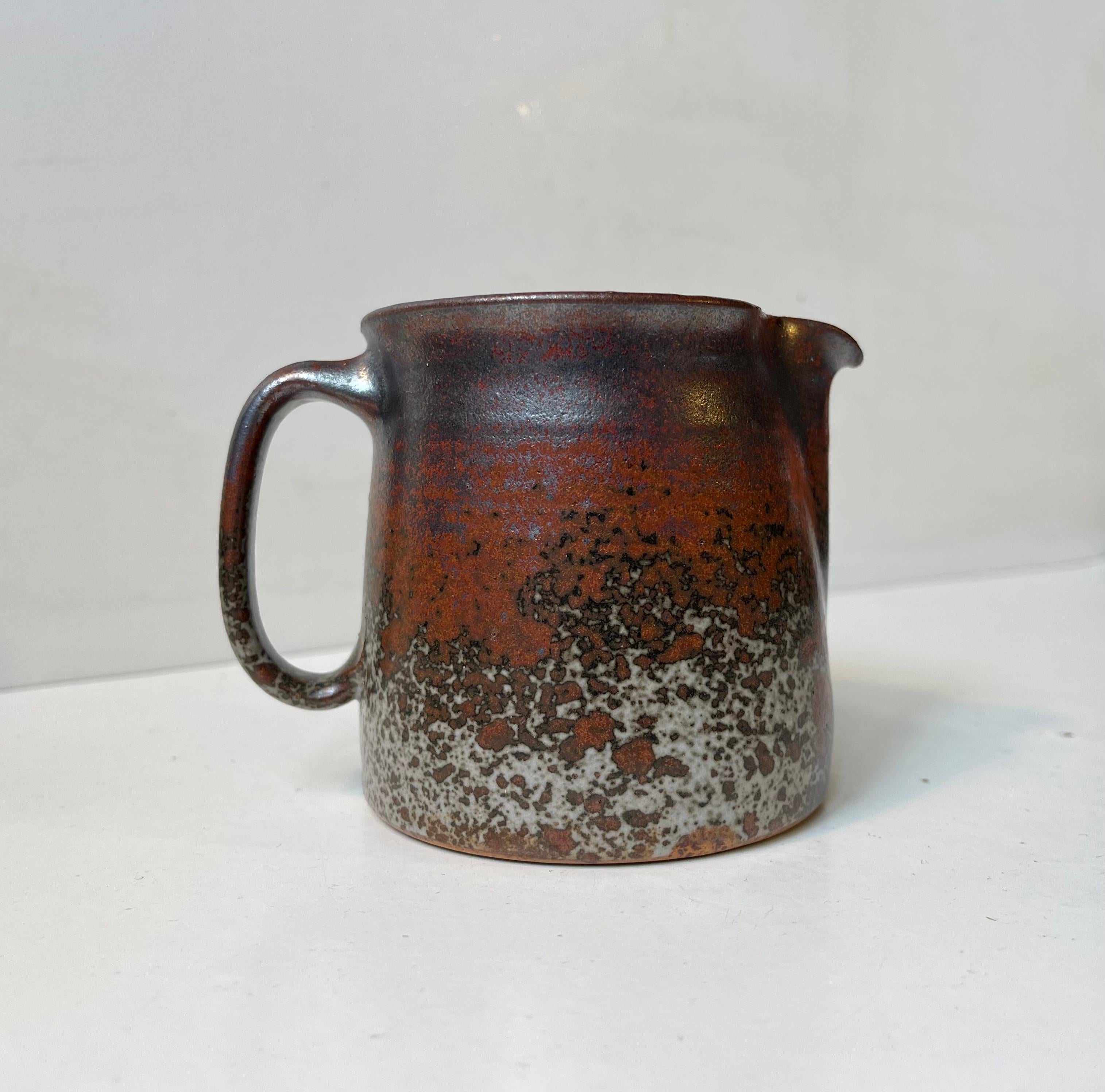 Mid-Century Modern Jacob E. Bang Small Stoneware Jug in Earthy Glazes, 1960s For Sale