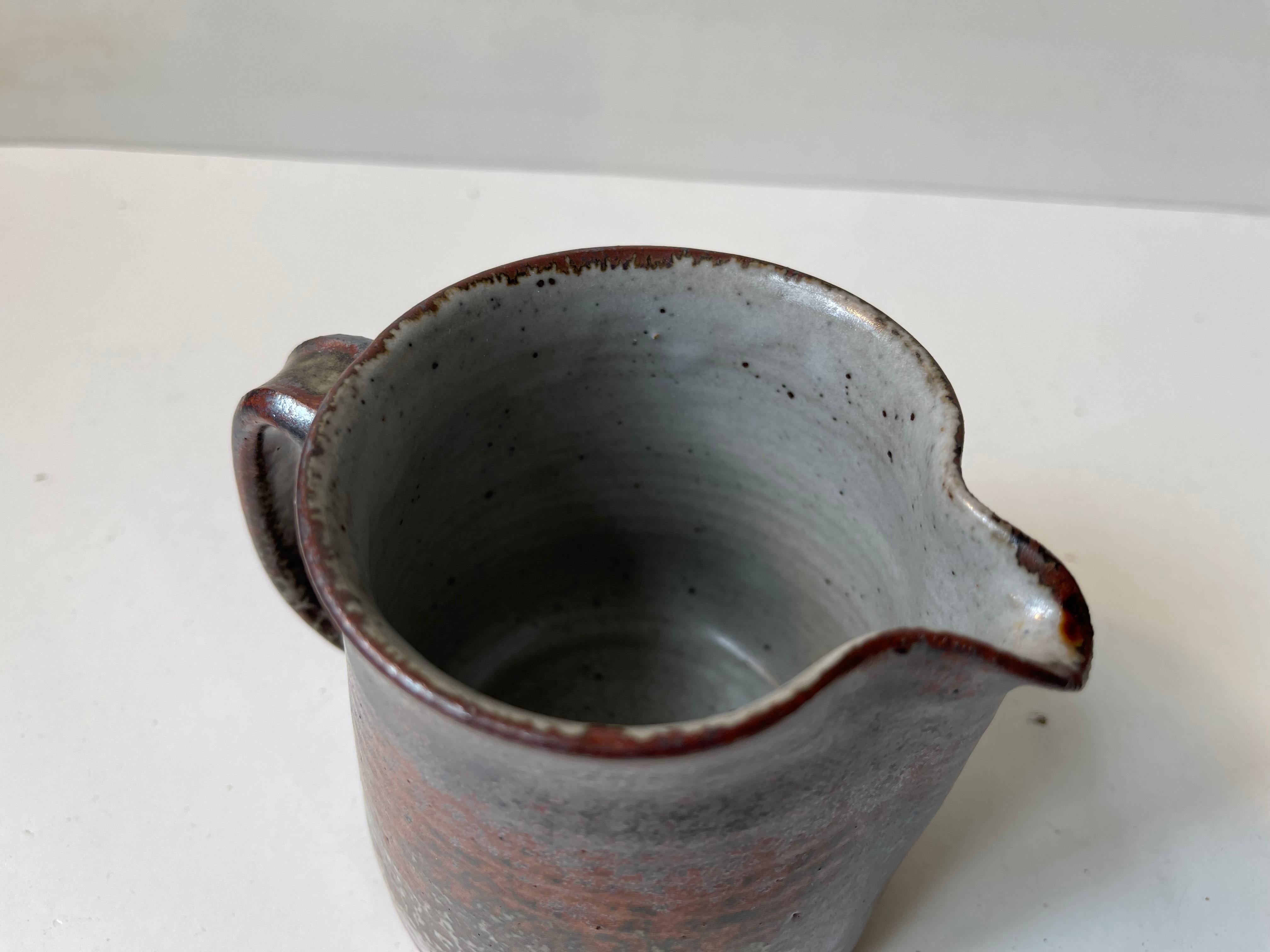 Mid-20th Century Jacob E. Bang Small Stoneware Jug in Earthy Glazes, 1960s For Sale