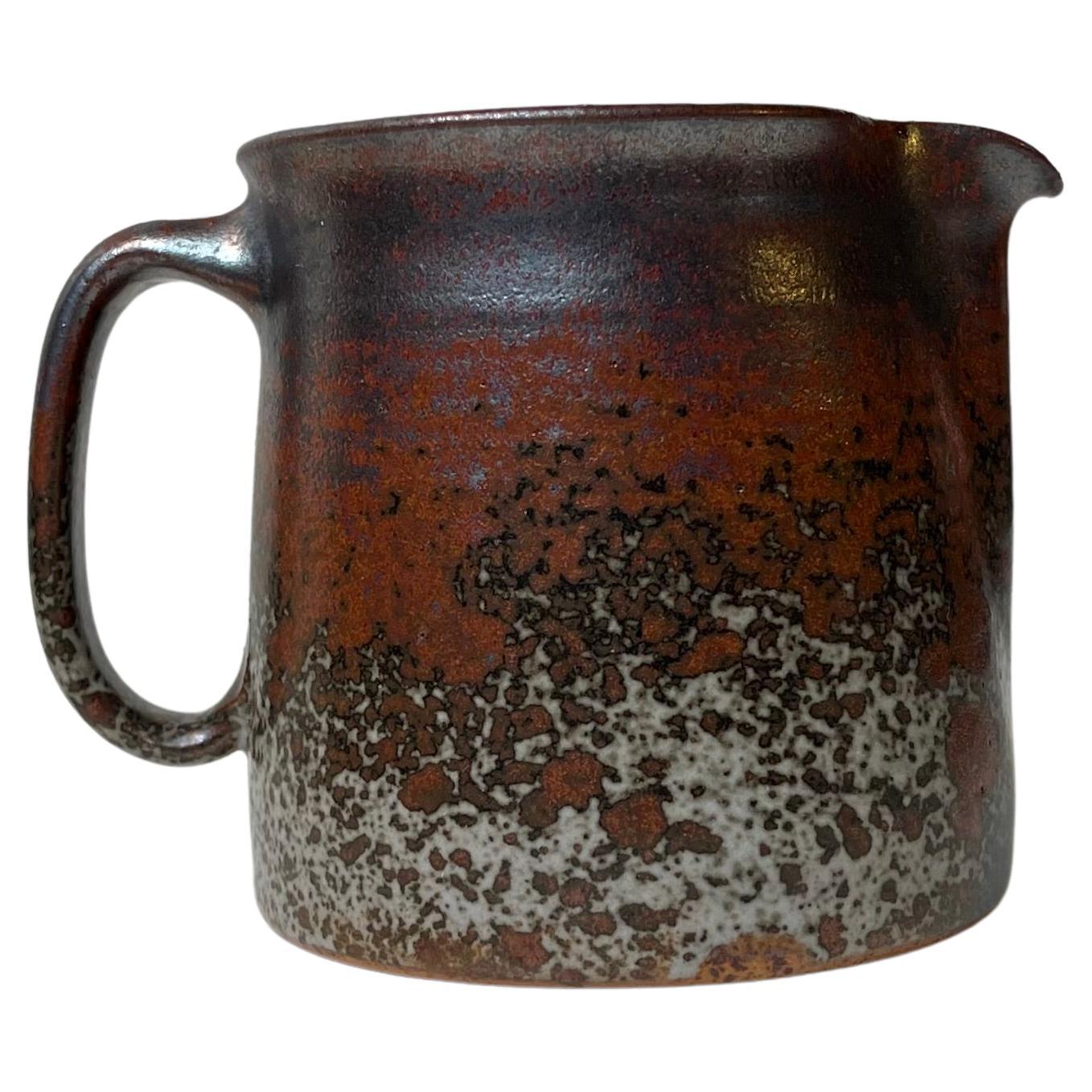 Jacob E. Bang Small Stoneware Jug in Earthy Glazes, 1960s For Sale