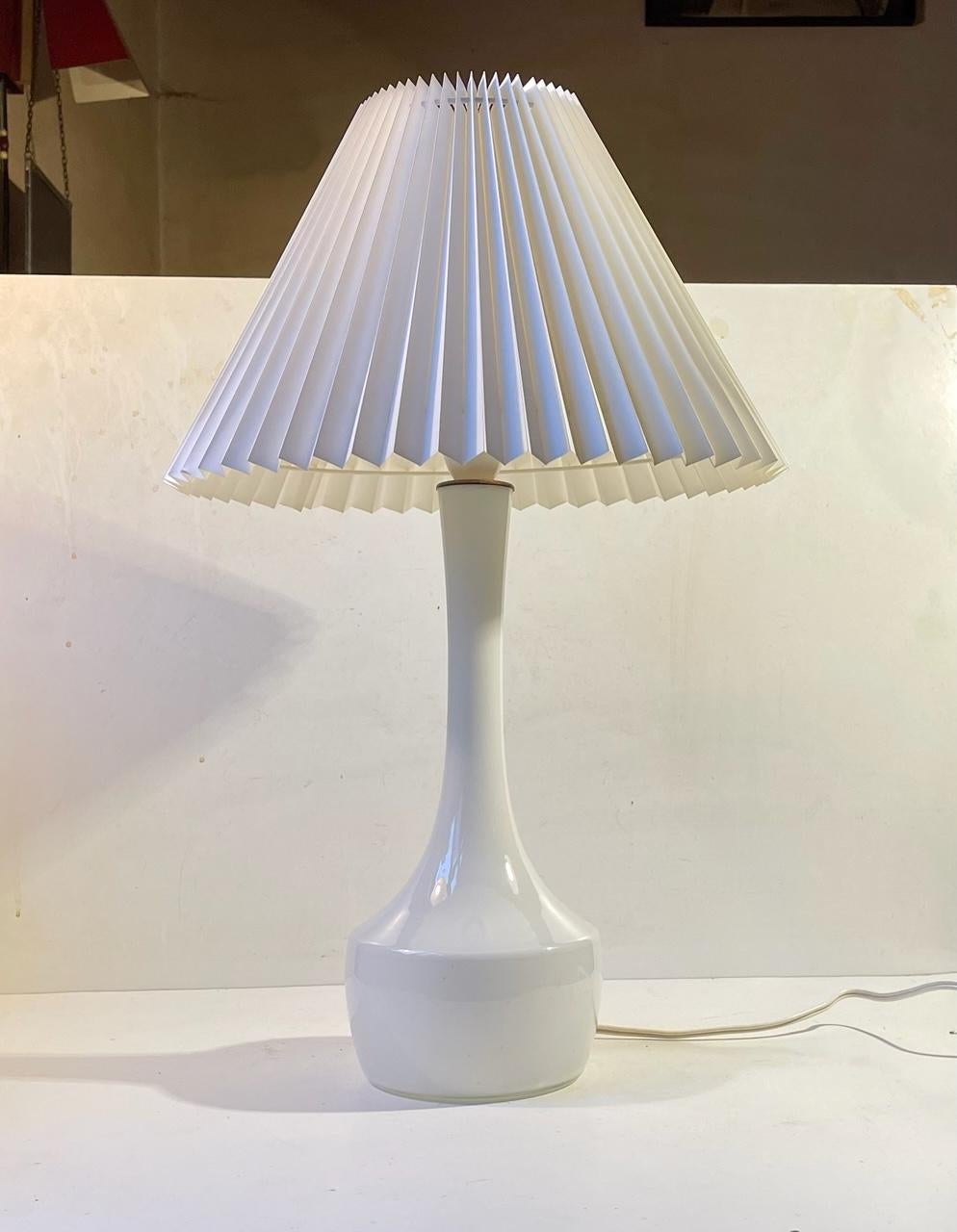 Mid-20th Century Jacob E. Bang Table Lamp White Opaline Glass, Holmegaard/Kastrup, 1950s For Sale