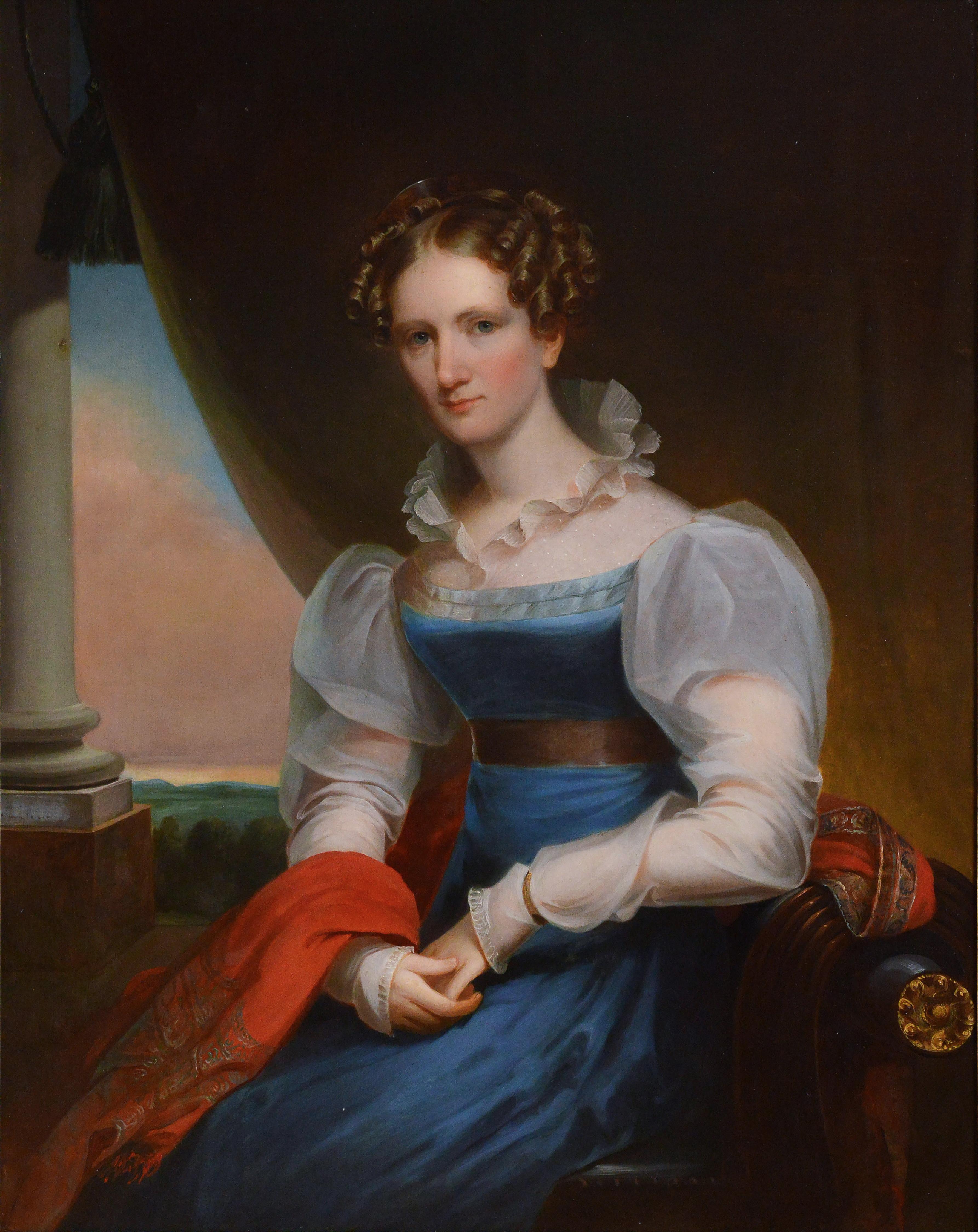 Artiste américain Portrait Femme allemande 19e siècle Huile sur toile de J. Eichholtz - Réalisme Painting par Jacob Eichholtz