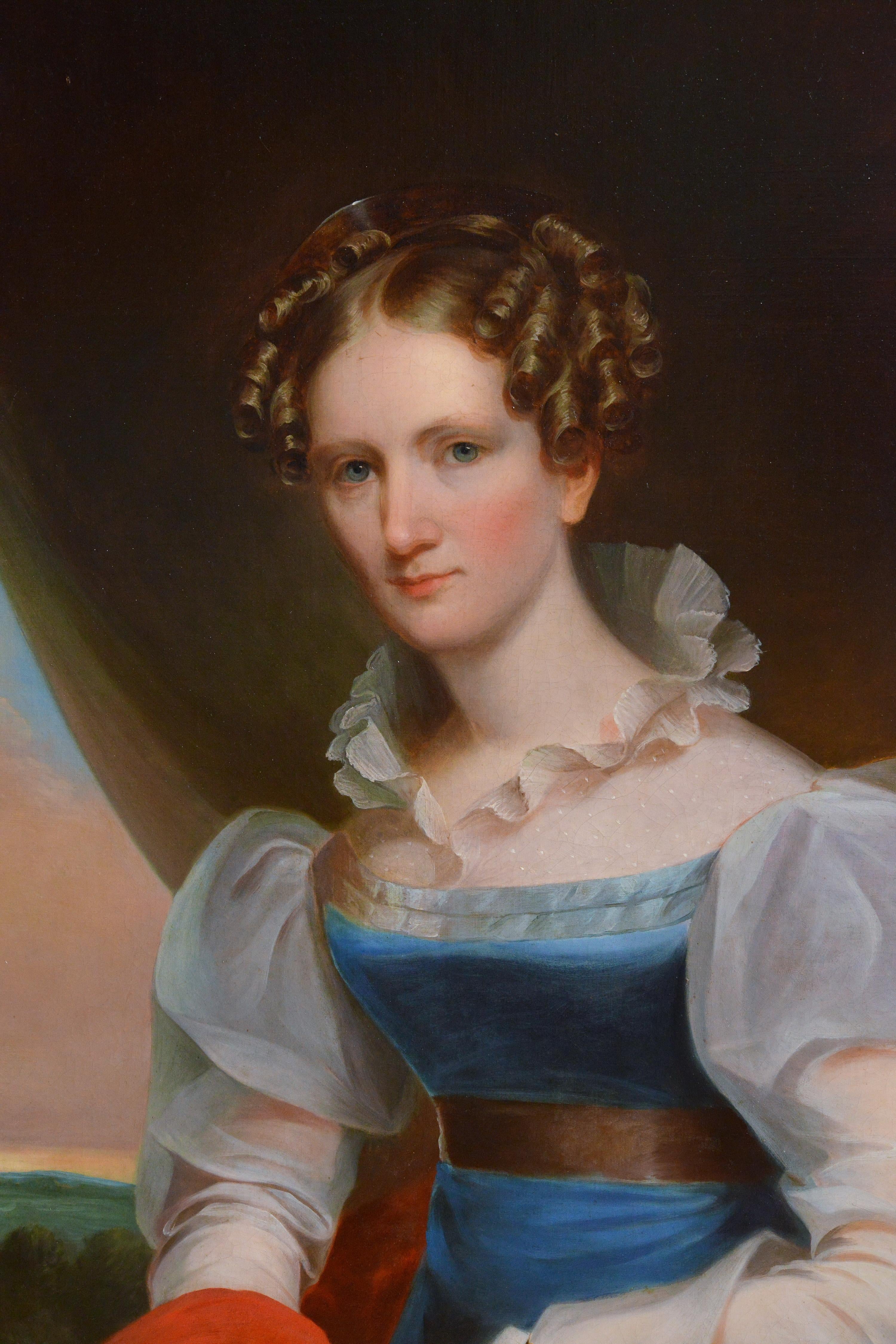 Artiste américain Portrait Femme allemande 19e siècle Huile sur toile de J. Eichholtz - Marron Portrait Painting par Jacob Eichholtz