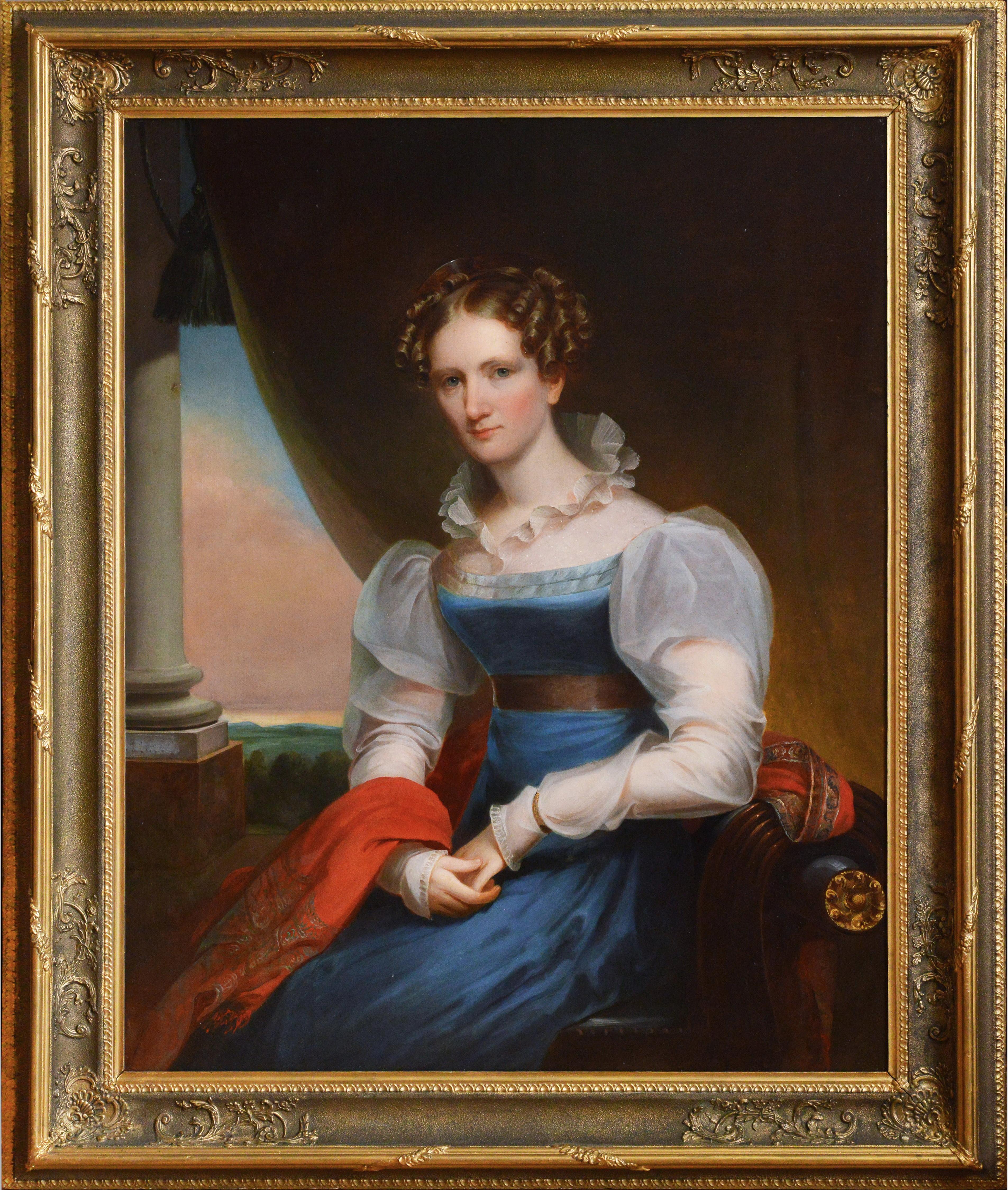 American artist Portrait German lady 19th century Oil painting by J. Eichholtz