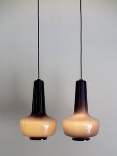 Jacob Eiler Bang Pendant Scandinavian Violet Glass Lamps Model Kreta, 1960s