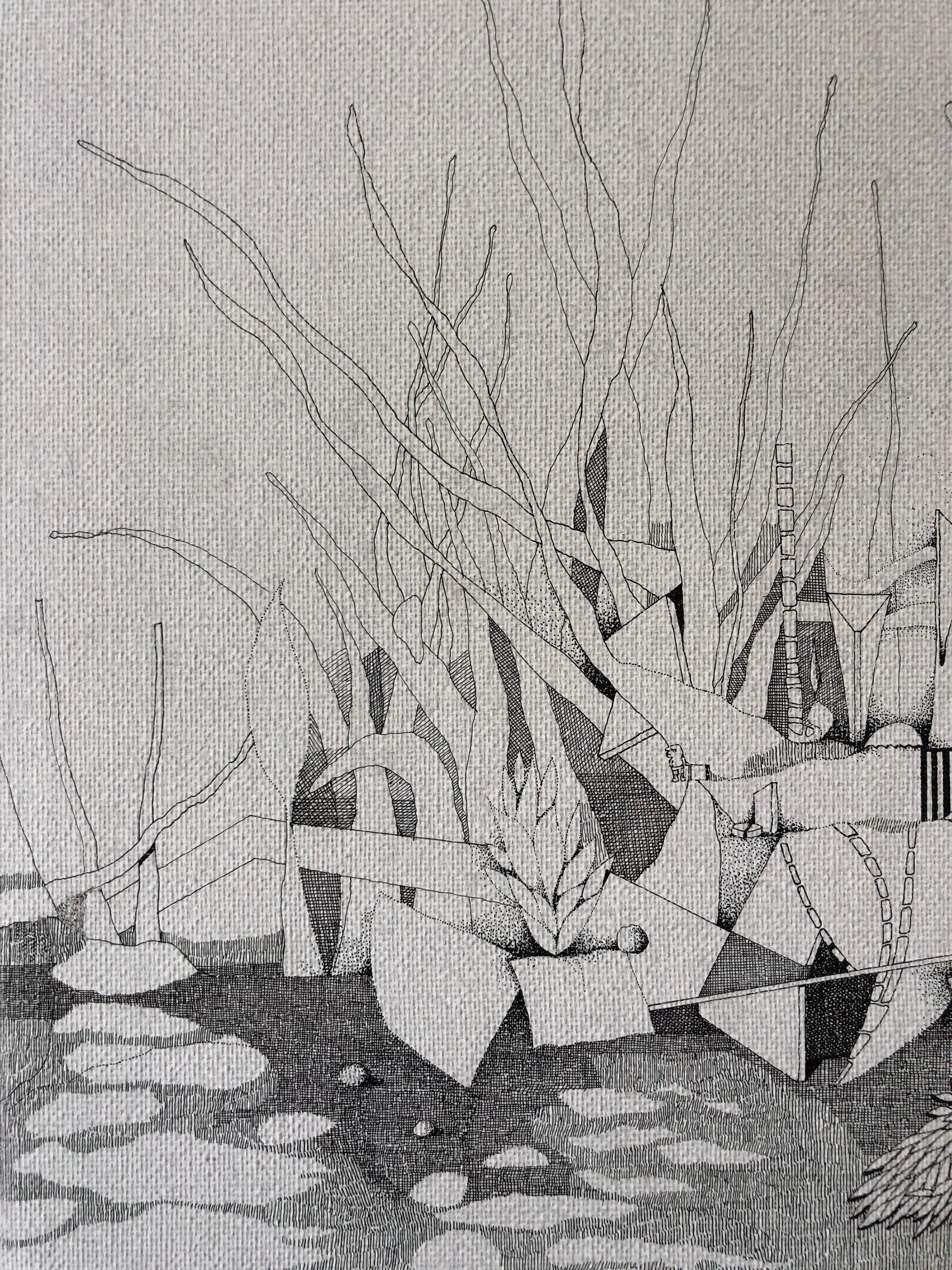 Abstrakte Landschaft - abstraktes Gemälde (Grau), Landscape Painting, von Jacob Elhanani