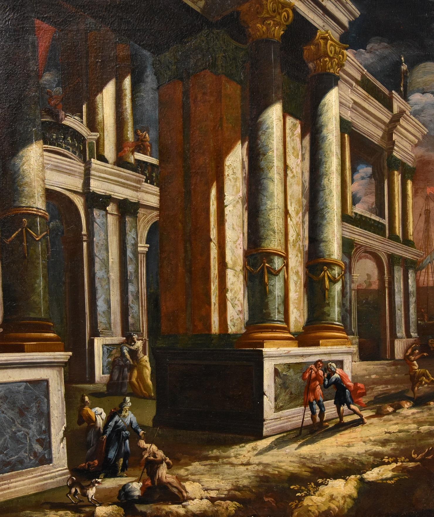 Küstenlandschaft Capriccio Saeys Paint Öl auf Leinwand 17/18. Jahrhundert Flämisch  im Angebot 5