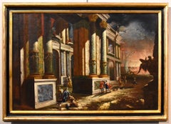 Paisaje costero Capriccio Pintura de Saeys Óleo sobre lienzo Siglo XVII / XVIII Flamenco 