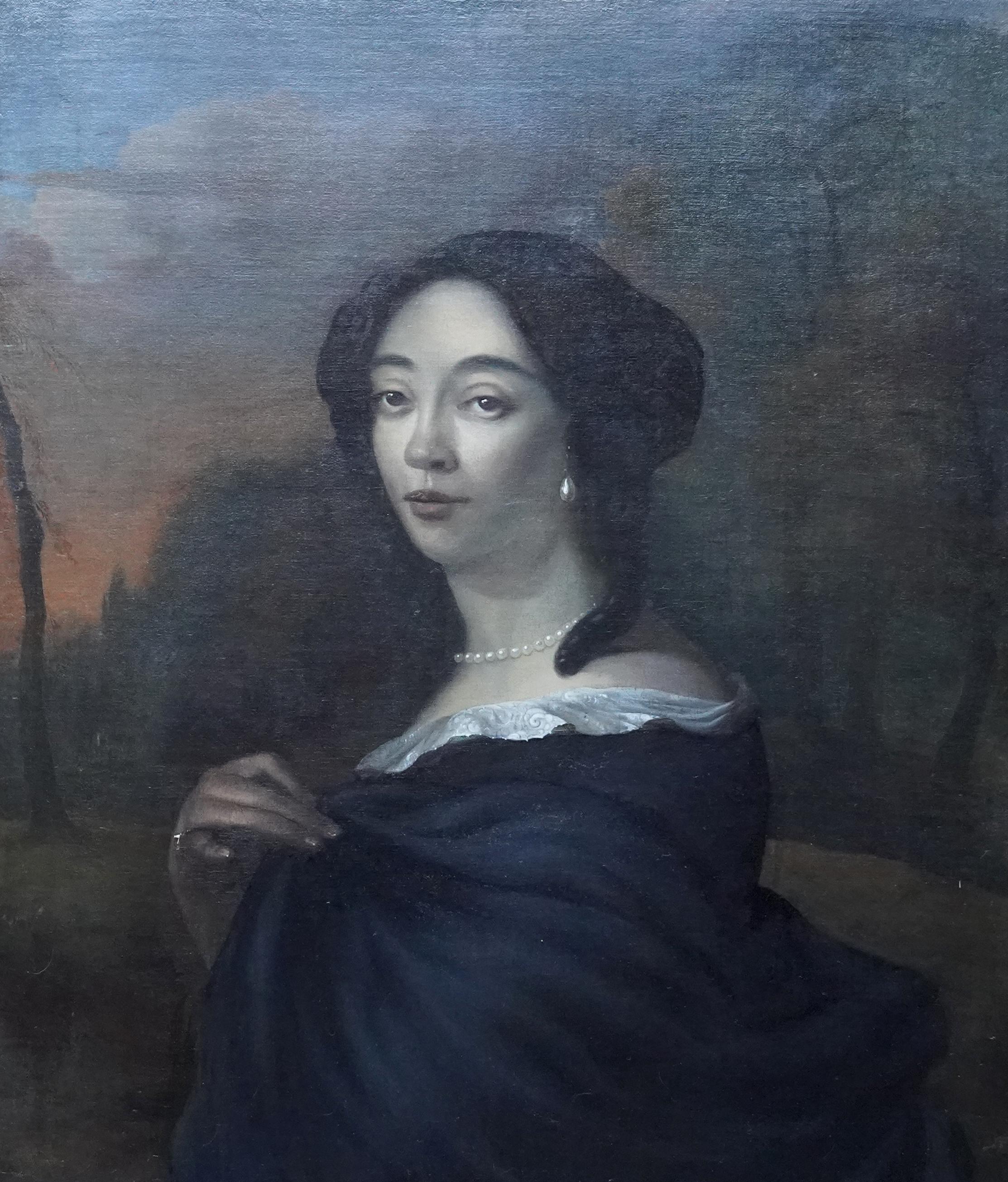 Porträt von Anna de Hooghe – flämische Kunst, Porträt-Ölgemälde eines alten Meisters  – Painting von Jacob Ferdinand Voet