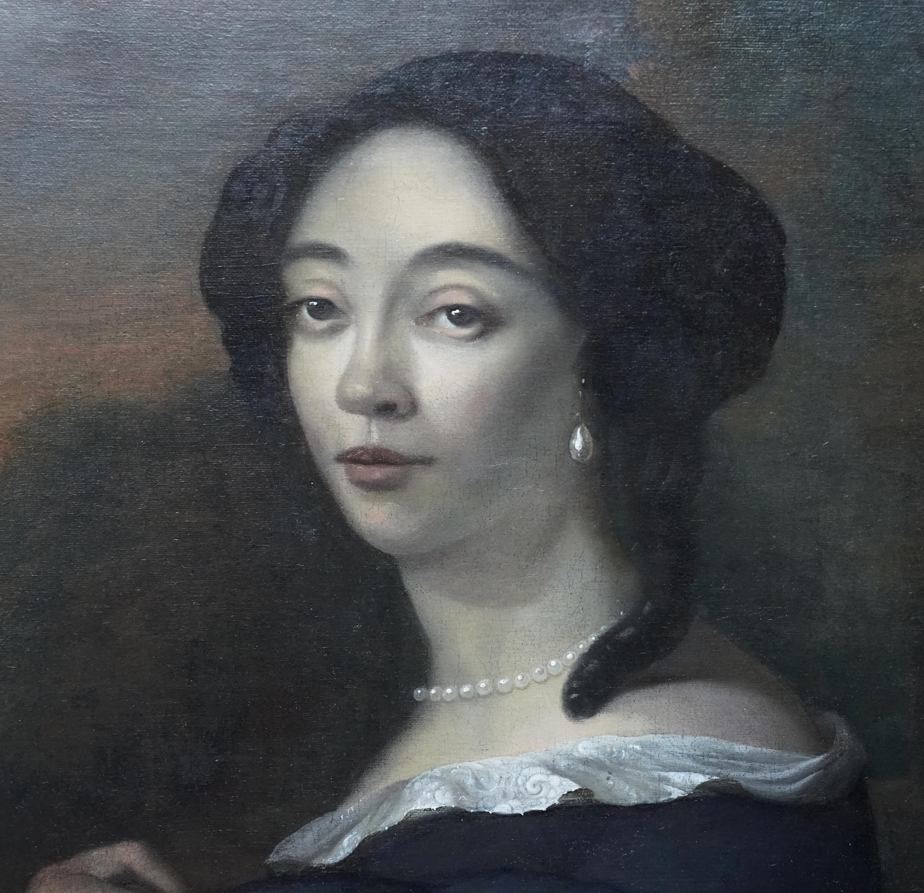 Portrait of Anna de Hooghe - Flemish art Old Master portrait oil painting  - Old Masters Painting by Jacob Ferdinand Voet