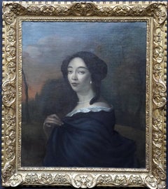 Antique Portrait of Anna de Hooghe - Flemish art Old Master portrait oil painting 
