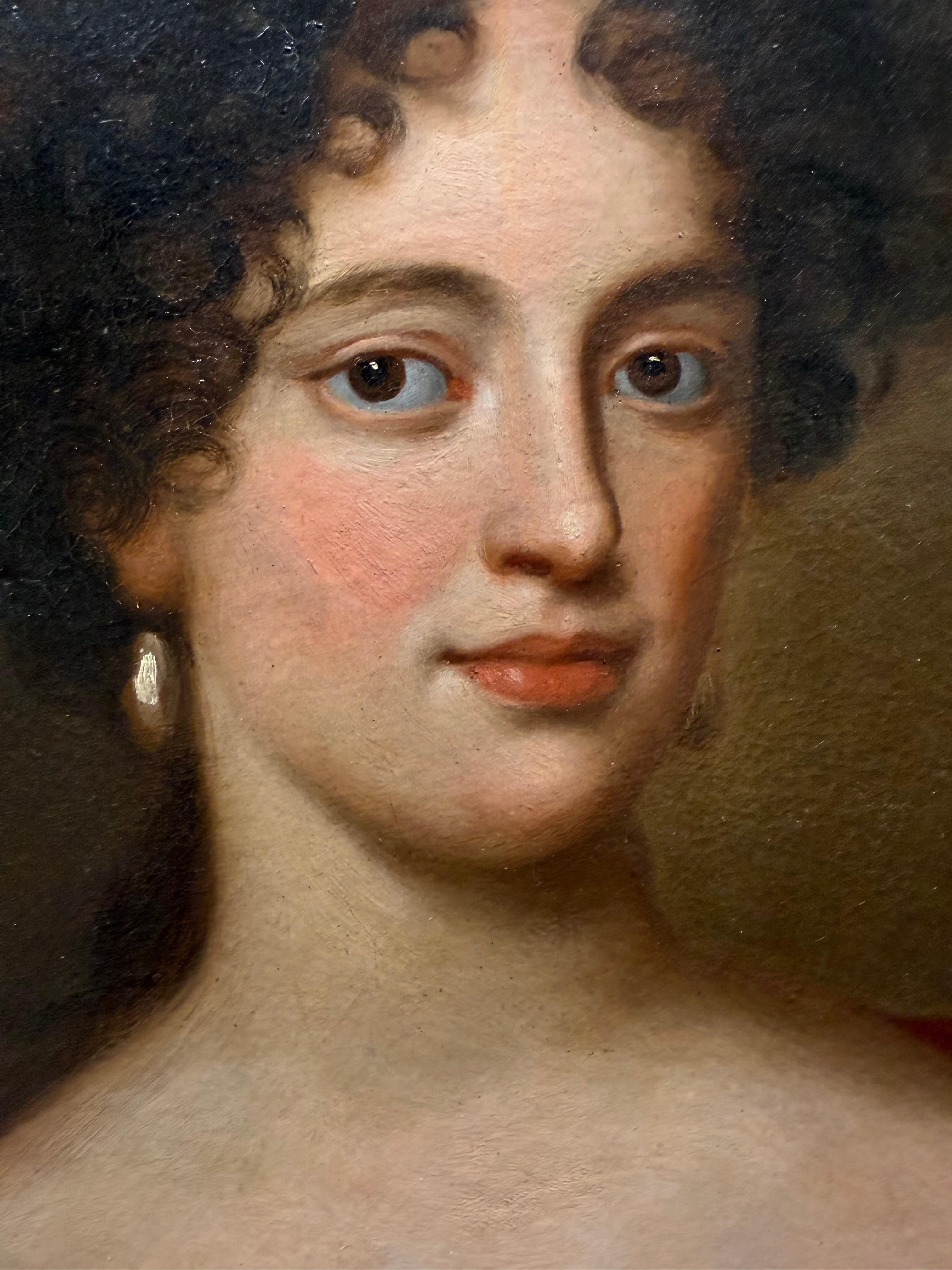 Jacob Ferdinand Voet (1639-1700). Porträt einer Dame mit rotem Schal (Geölt) im Angebot