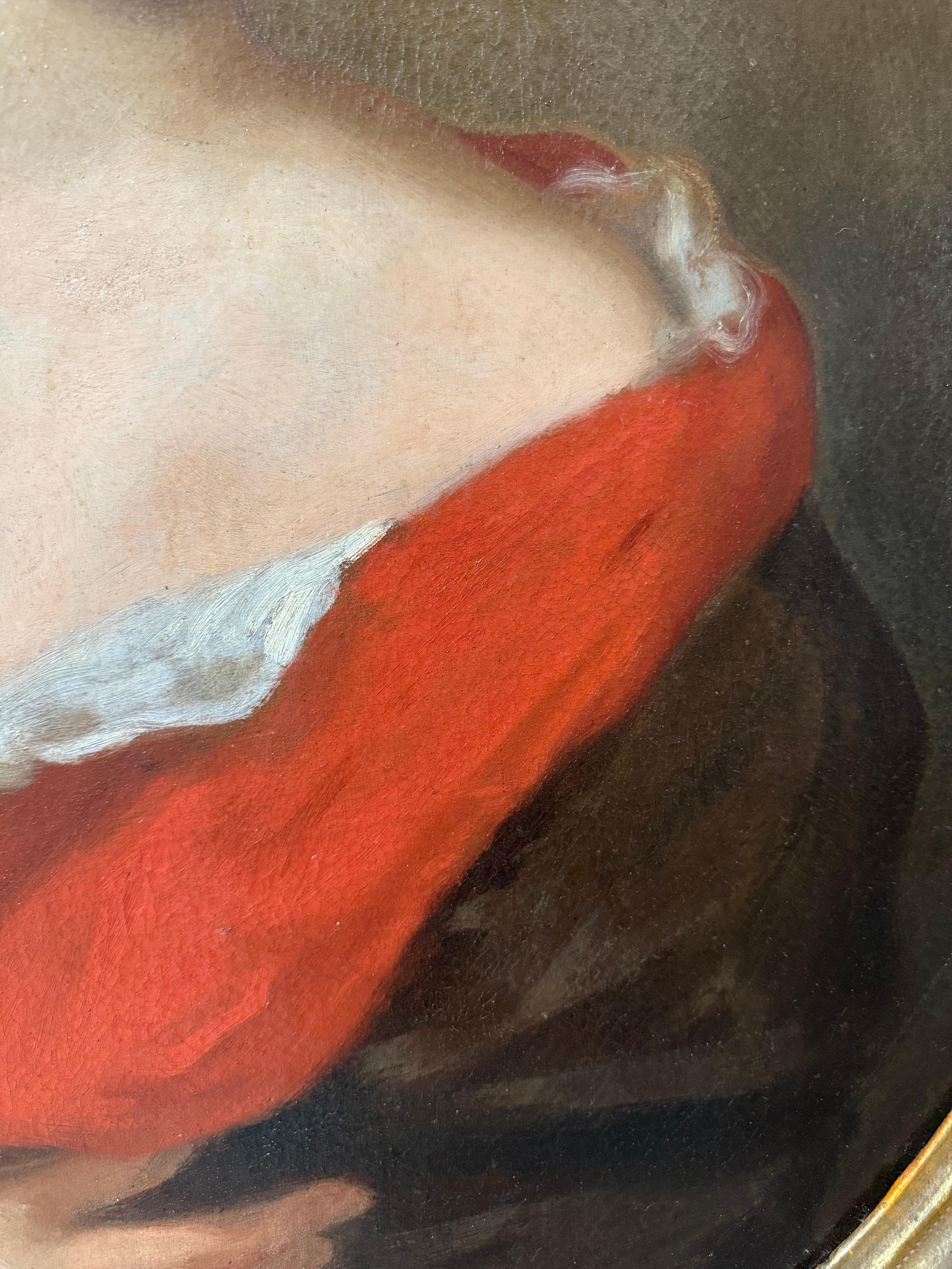 Jacob Ferdinand Voet (1639-1700). Porträt einer Dame mit rotem Schal (Leinwand) im Angebot