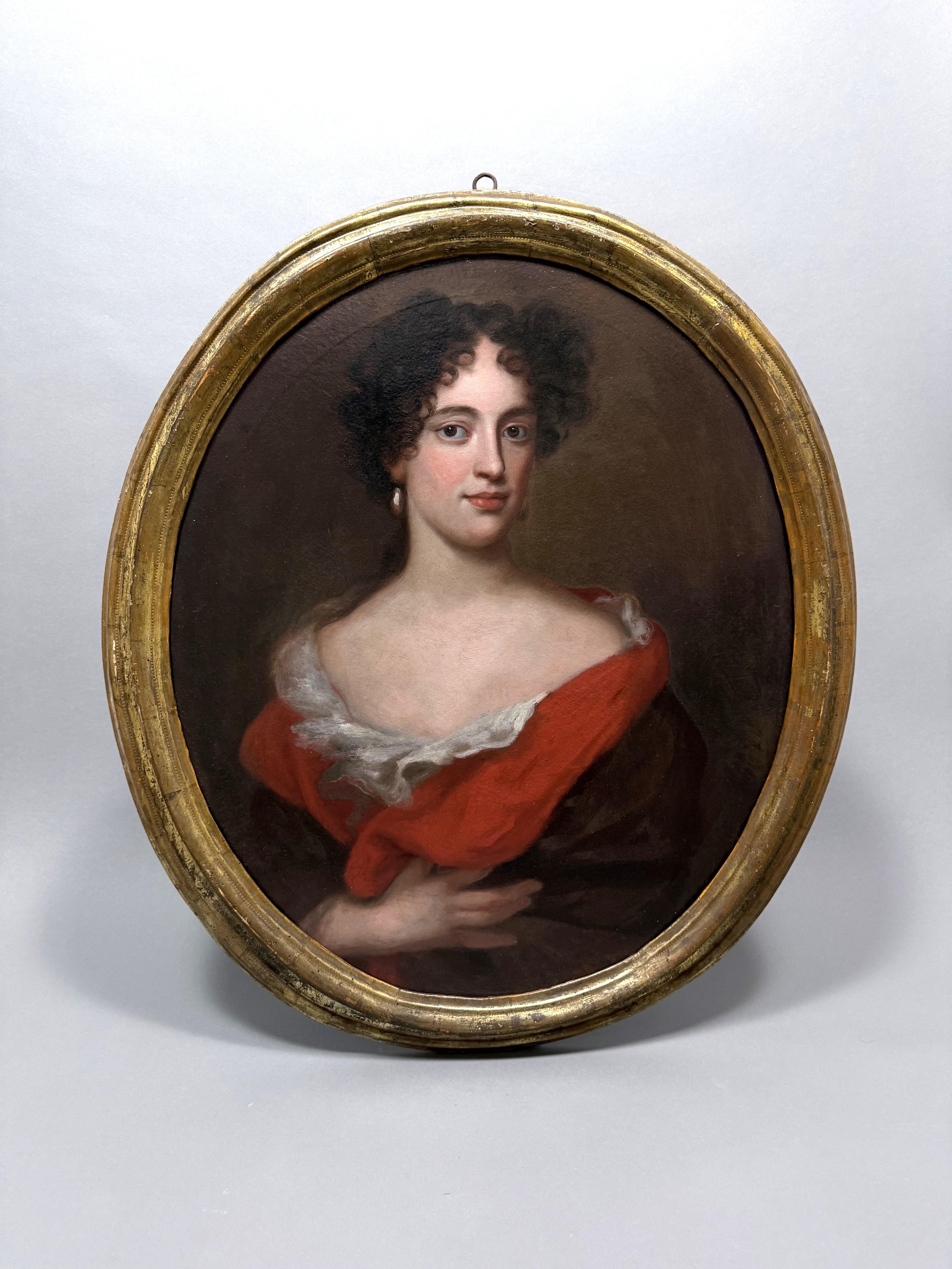 Jacob Ferdinand Voet (1639-1700). Porträt einer Dame mit rotem Schal im Angebot 1