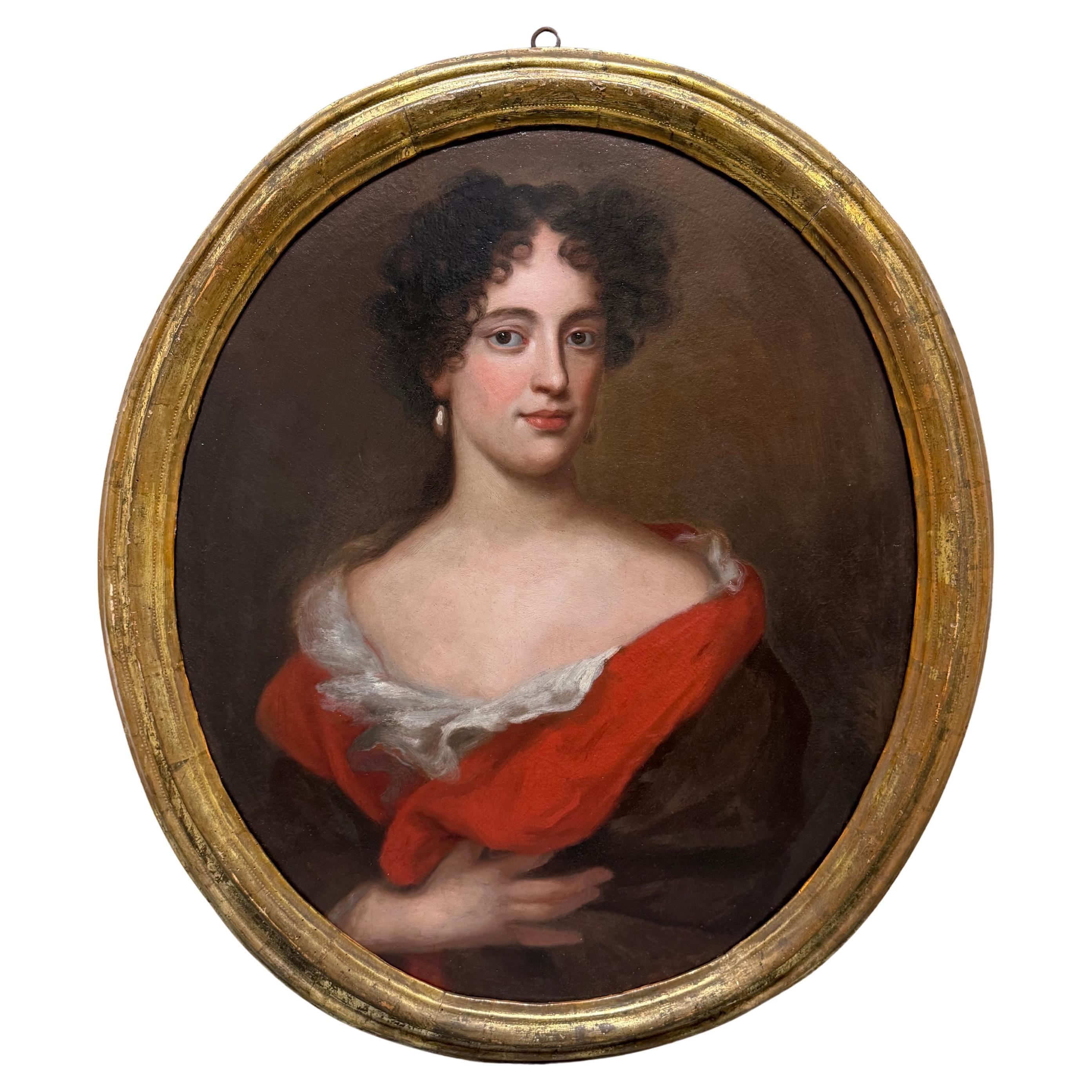 Jacob Ferdinand Voet (1639-1700). Porträt einer Dame mit rotem Schal im Angebot