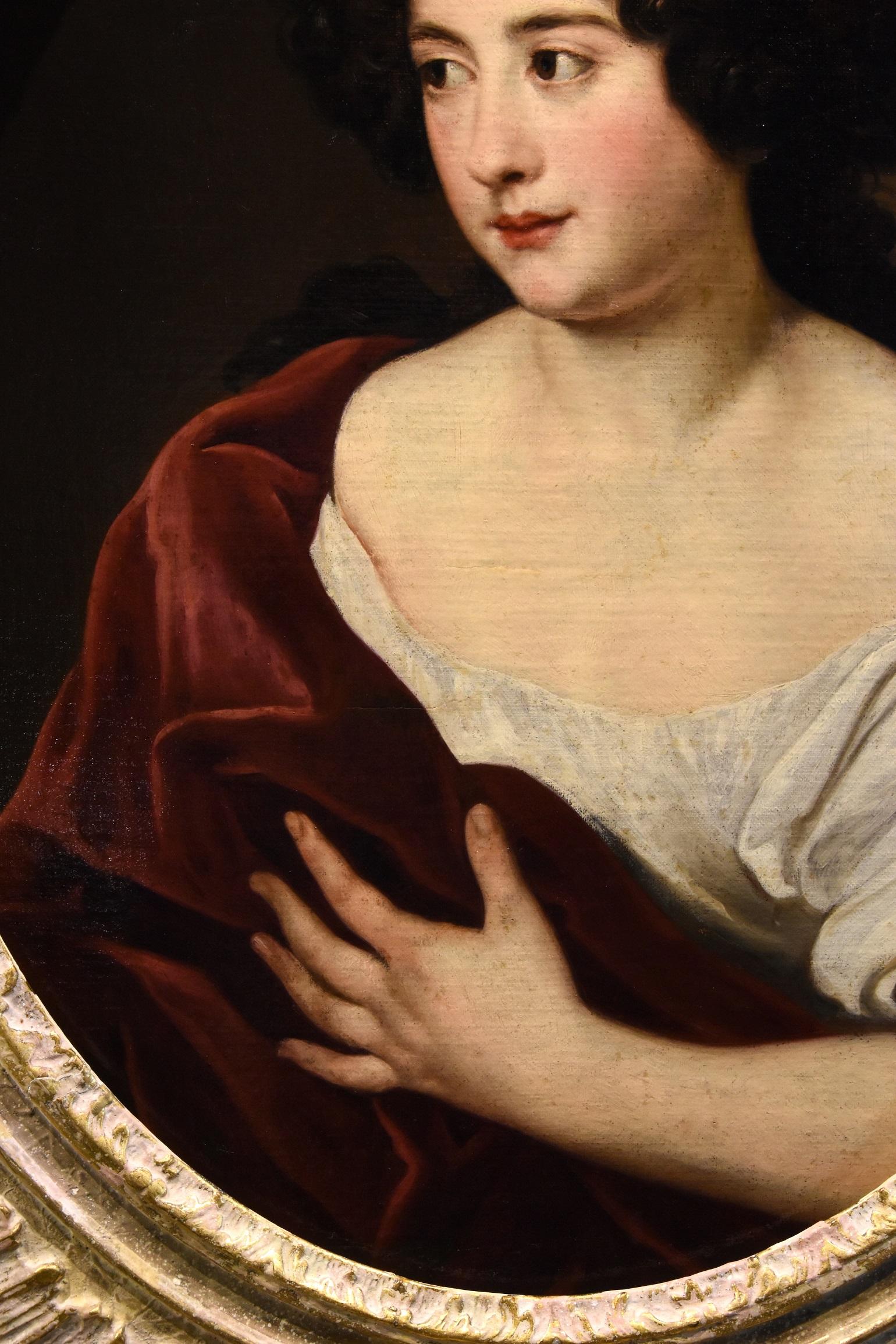 Portrait Lady Woman Voet Paint Huile sur toile Ancien maître 17ème siècle Art Italien en vente 6