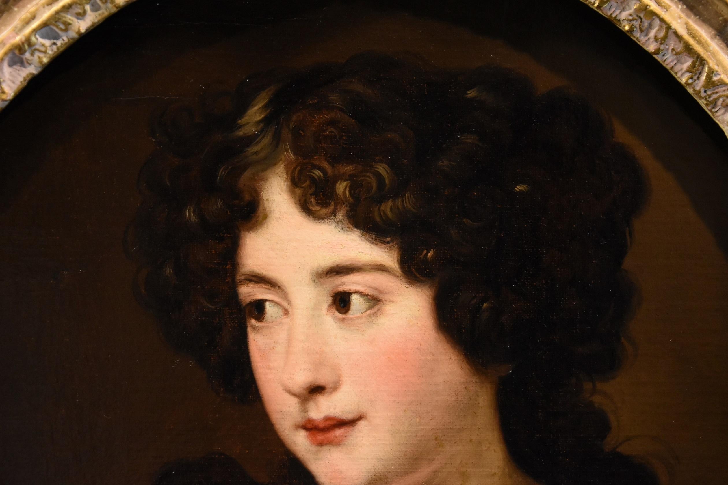 Portrait Lady Woman Voet Paint Huile sur toile Ancien maître 17ème siècle Art Italien en vente 1