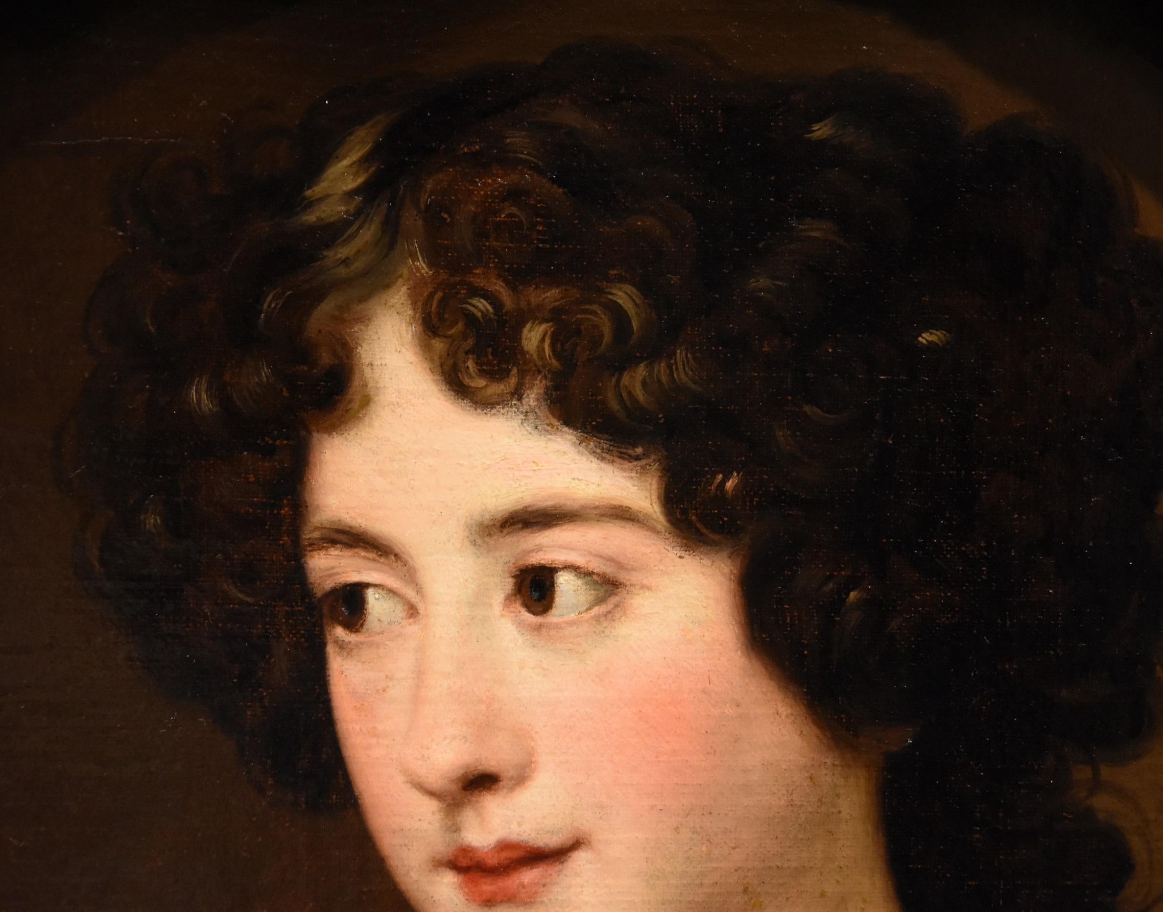 Portrait Lady Woman Voet Paint Huile sur toile Ancien maître 17ème siècle Art Italien en vente 2