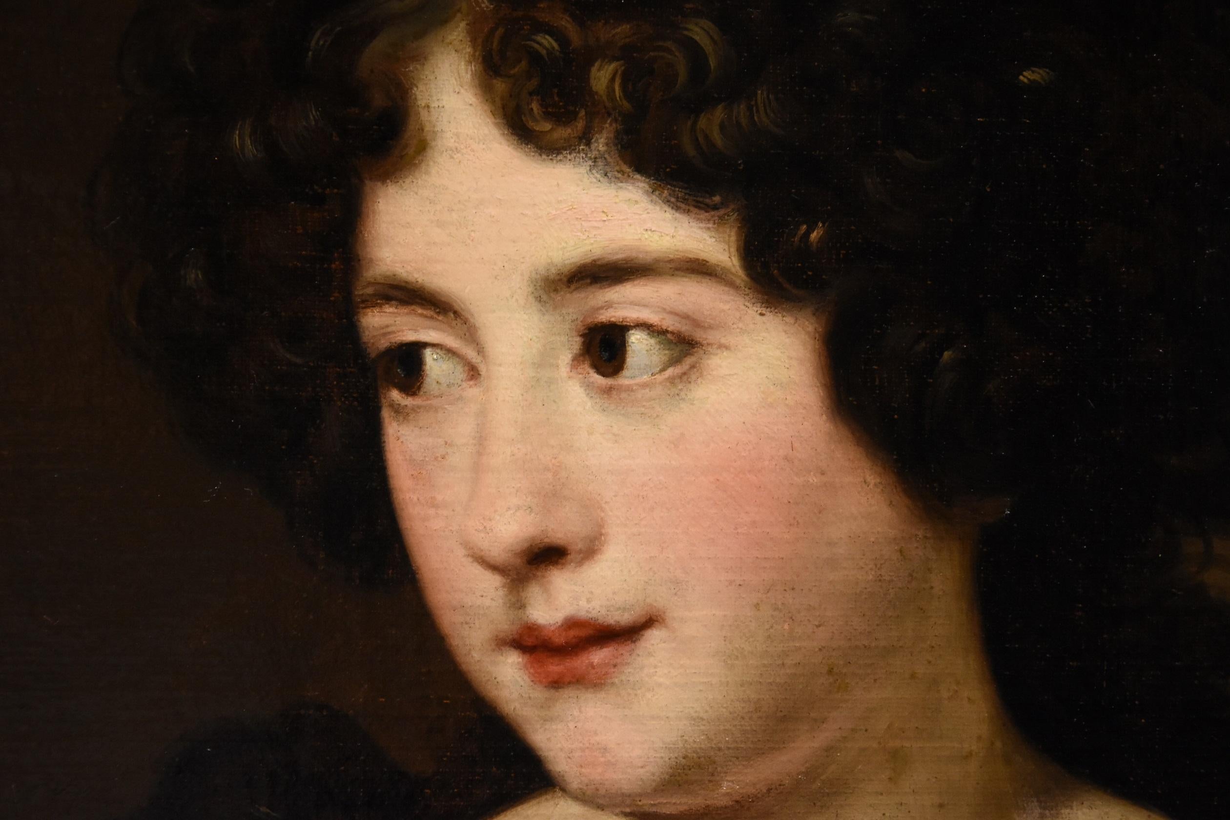 Portrait Lady Woman Voet Paint Huile sur toile Ancien maître 17ème siècle Art Italien en vente 3