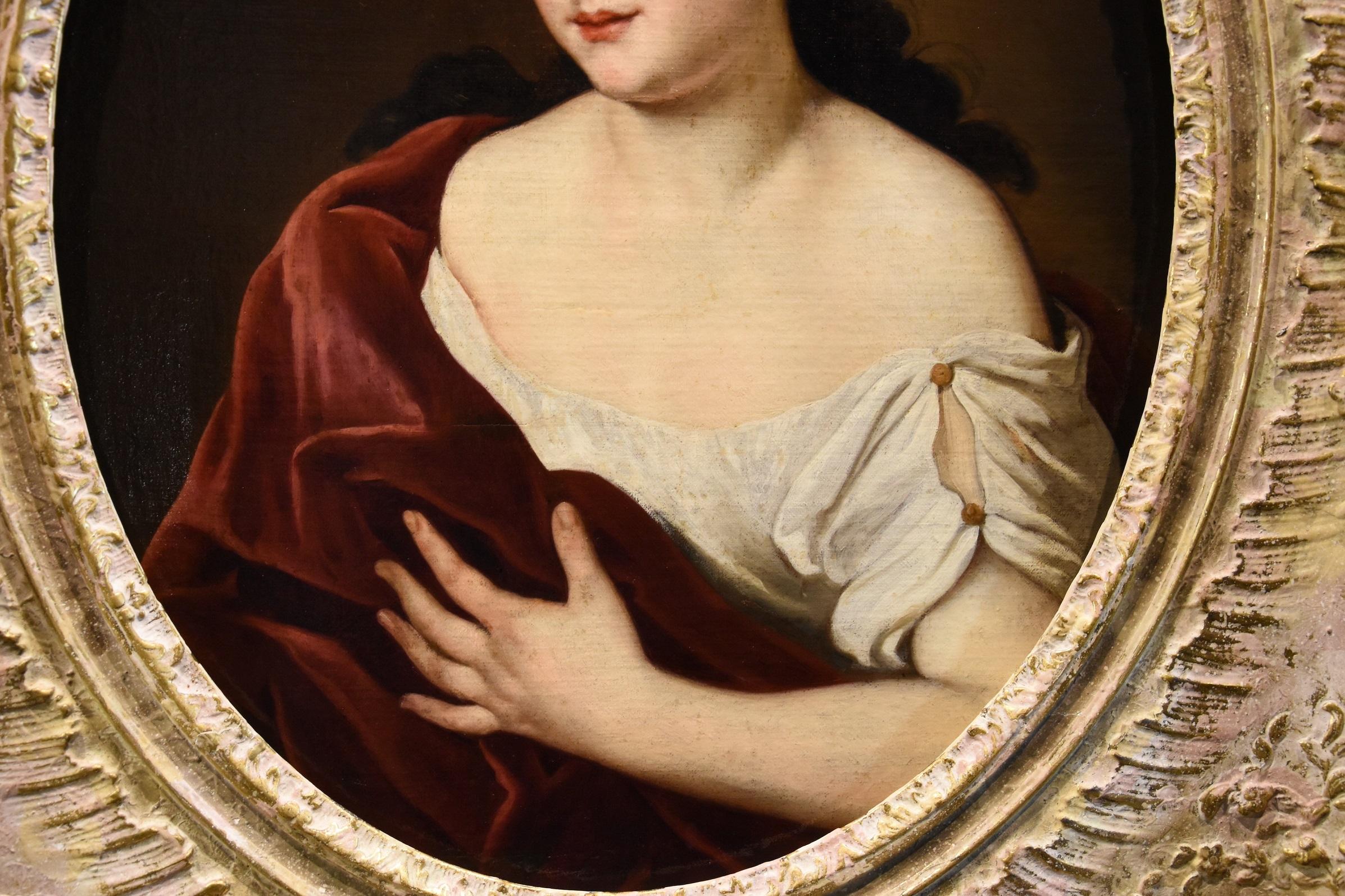 Portrait Lady Woman Voet Paint Oil on canvas Old master 17th Century Italian Art For Sale 3