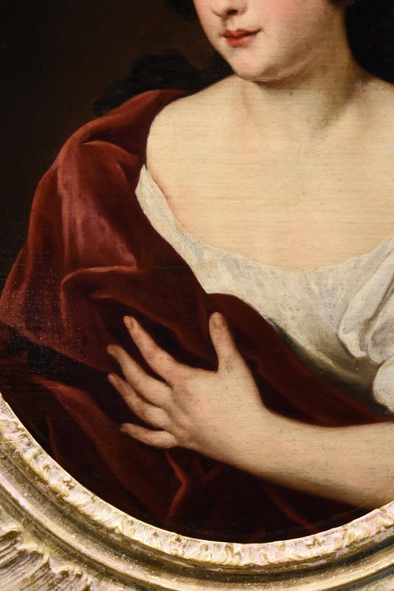 Portrait Lady Woman Voet Paint Huile sur toile Ancien maître 17ème siècle Art Italien en vente 5
