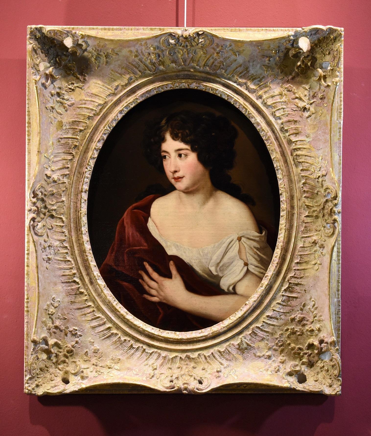 Portrait Lady Woman Voet Paint Huile sur toile Ancien maître 17ème siècle Art Italien - Painting de Jacob Ferdinand Voet (Antwerp 1639 - Paris 1689) 