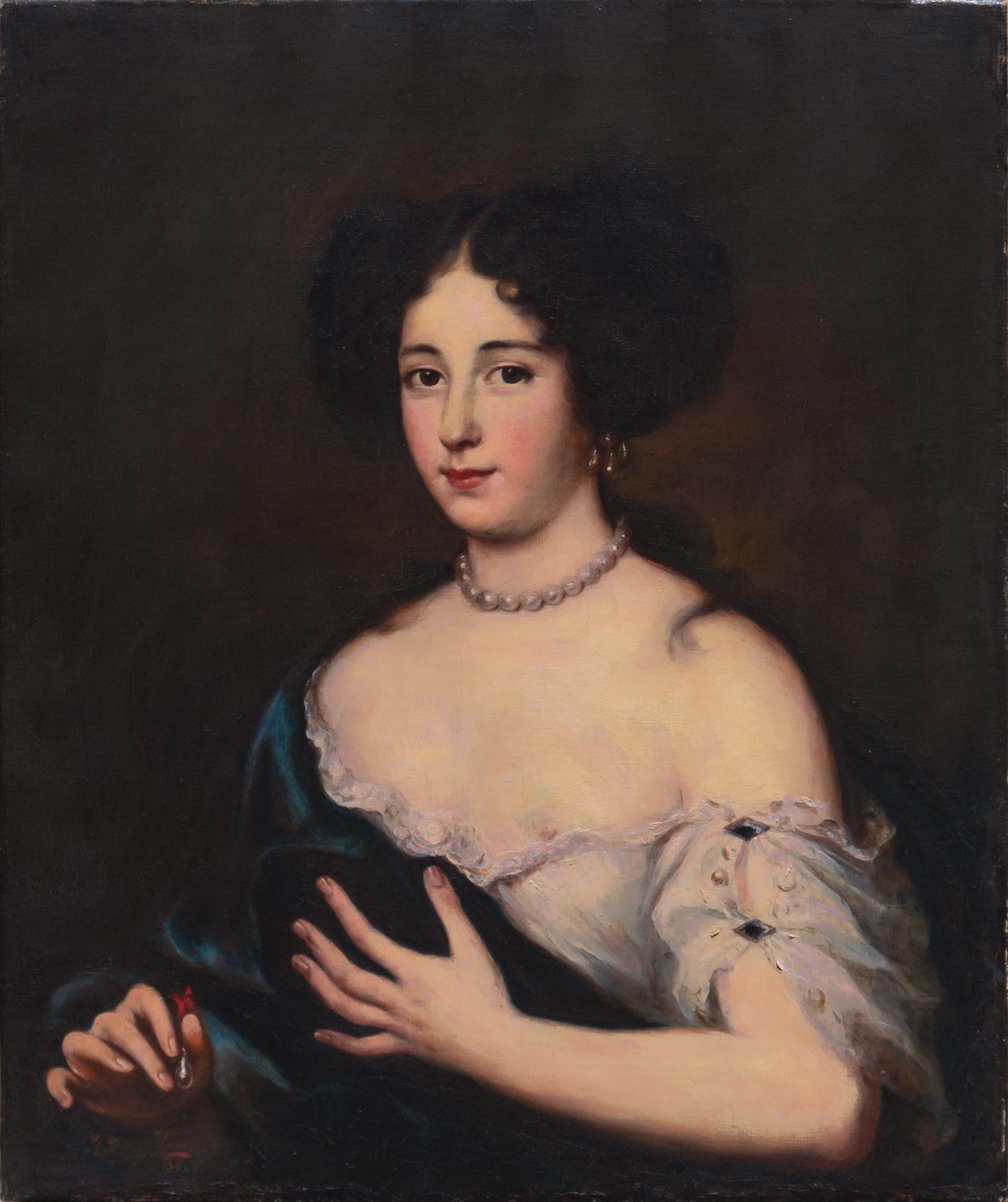 'Marie Mancini as Cleopatra', Flemish Portrait, Italian Noblewoman, Louis XIV - Painting by Jacob Ferdinand Voet (Antwerp 1639 - Paris 1689)