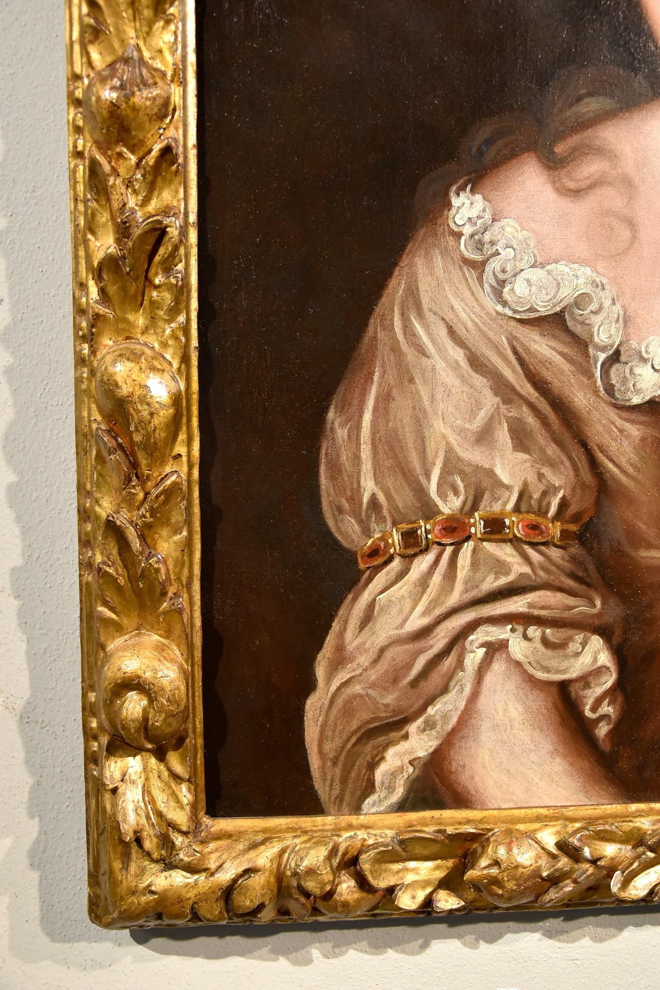 Portrait Woman Voet Paint Oil on canvas Old master 17/18th Century Flemish Art 4