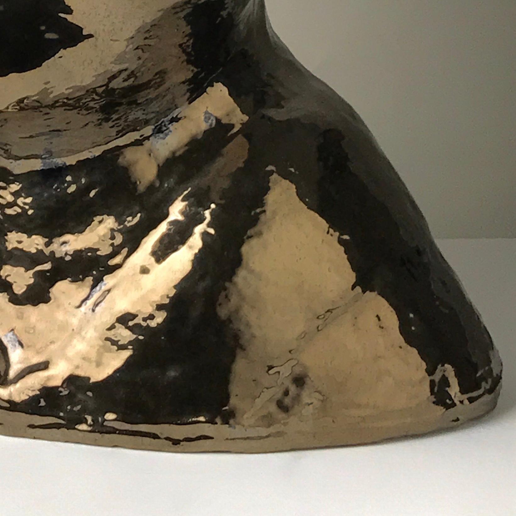 Forever Golden - Oversize Ceramic Bust with Metallic Glaze by Jacob Foran 1