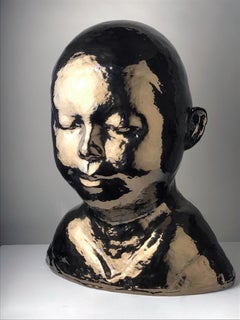 Forever Golden - Oversize Ceramic Bust with Metallic Glaze by Jacob Foran