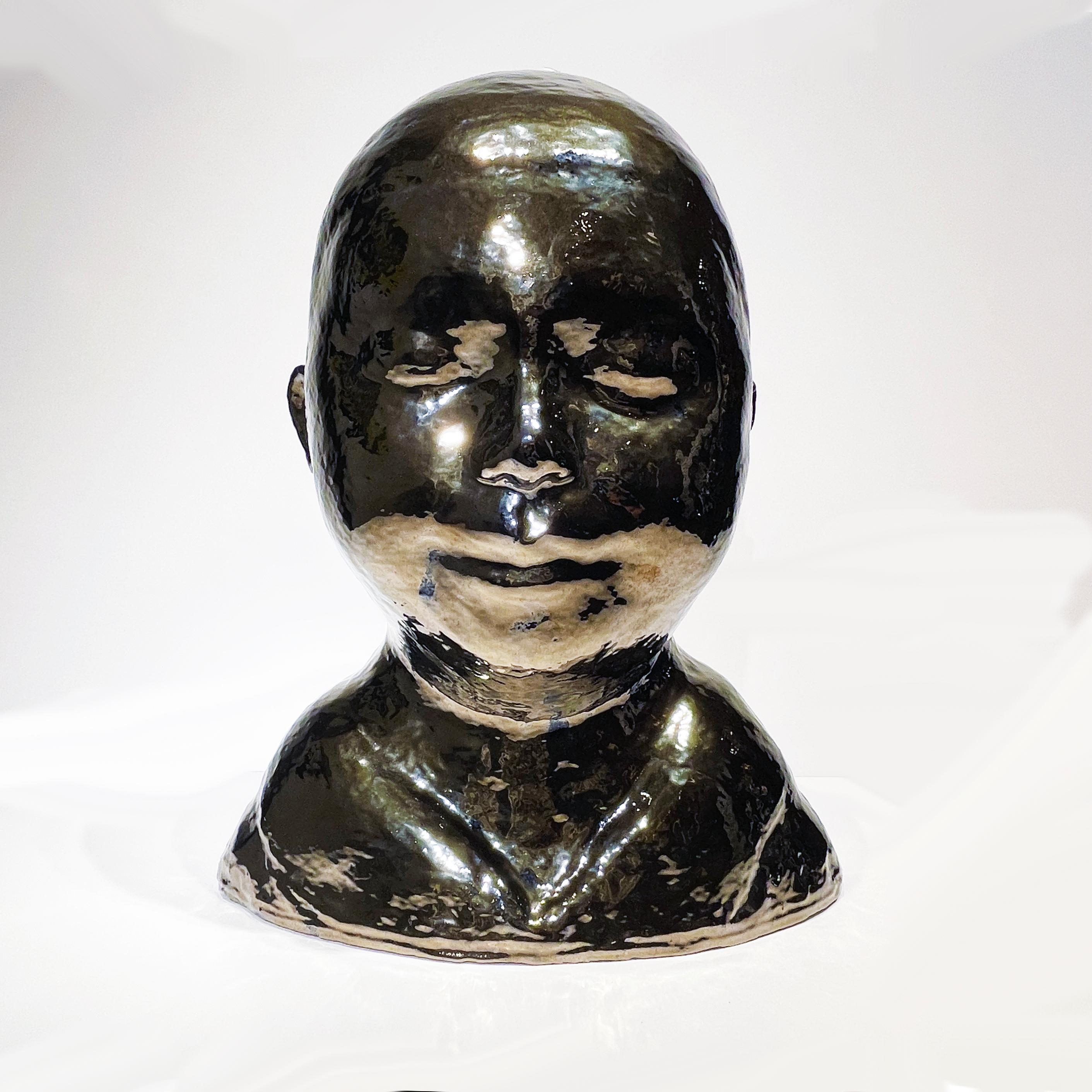 Forever Golden - Oversize Ceramic Bust with Metallic Glaze by Jacob Foran 2