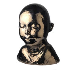 Forever Golden - Oversize Ceramic Bust with Metallic Glaze by Jacob Foran