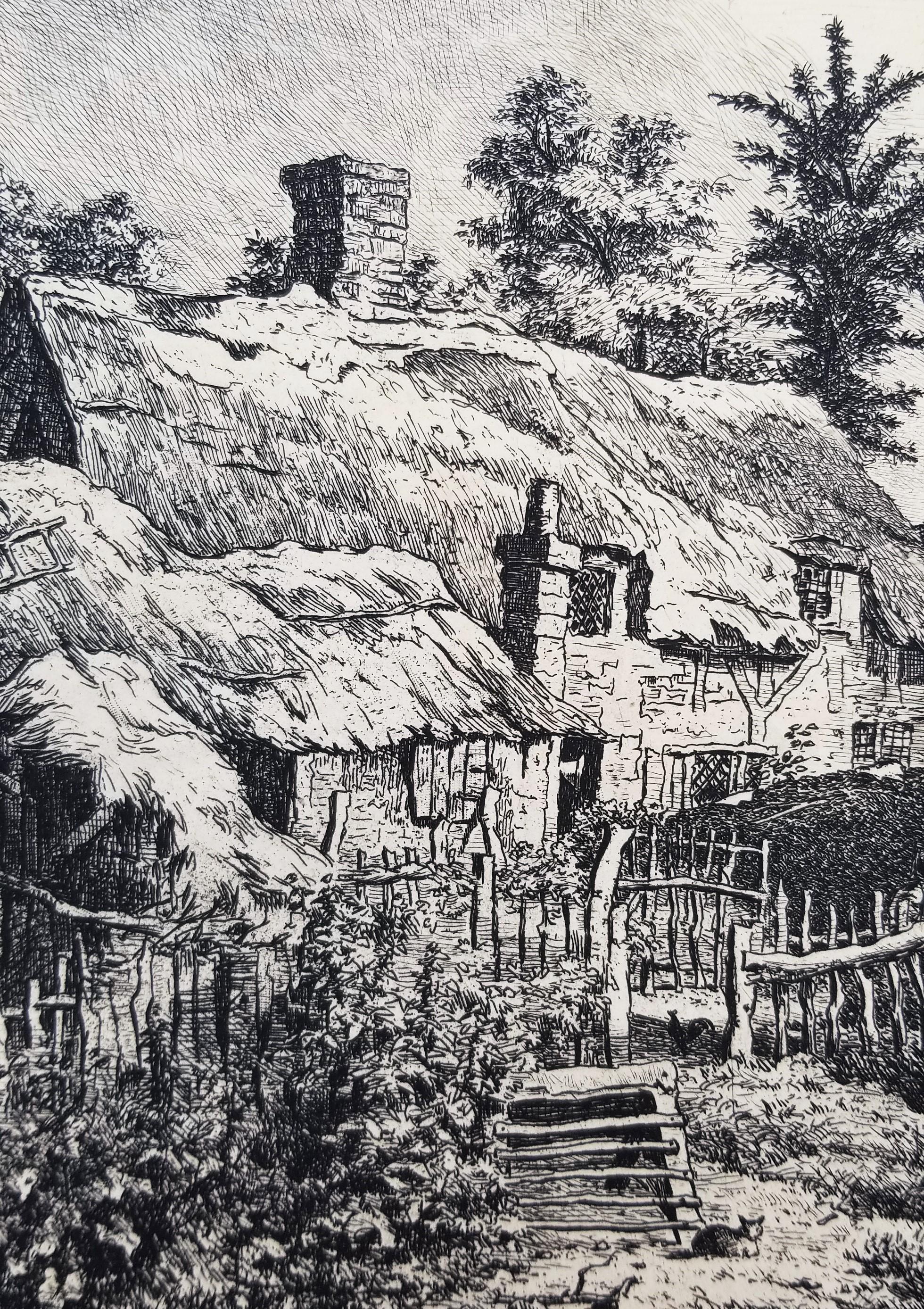 Cottage in the Forest of Arden /// British Victorian Landscape Cottage Etching For Sale 6