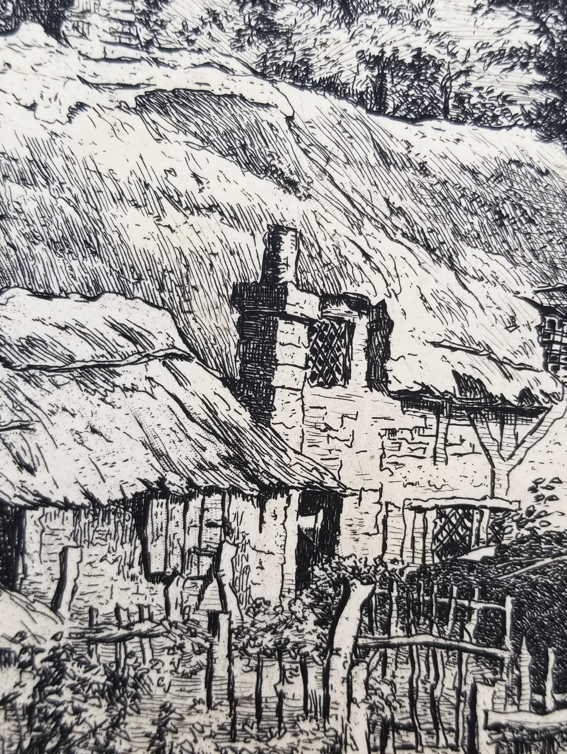 Cottage in the Forest of Arden /// British Victorian Landscape Cottage Etching For Sale 7