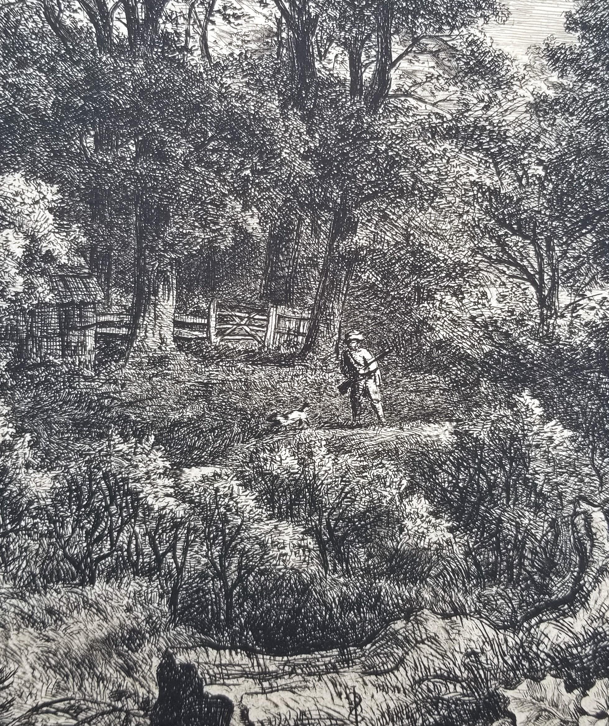 Near Stoneleigh, Warwickshire /// British Victorian Landscape Etching Black Art For Sale 5