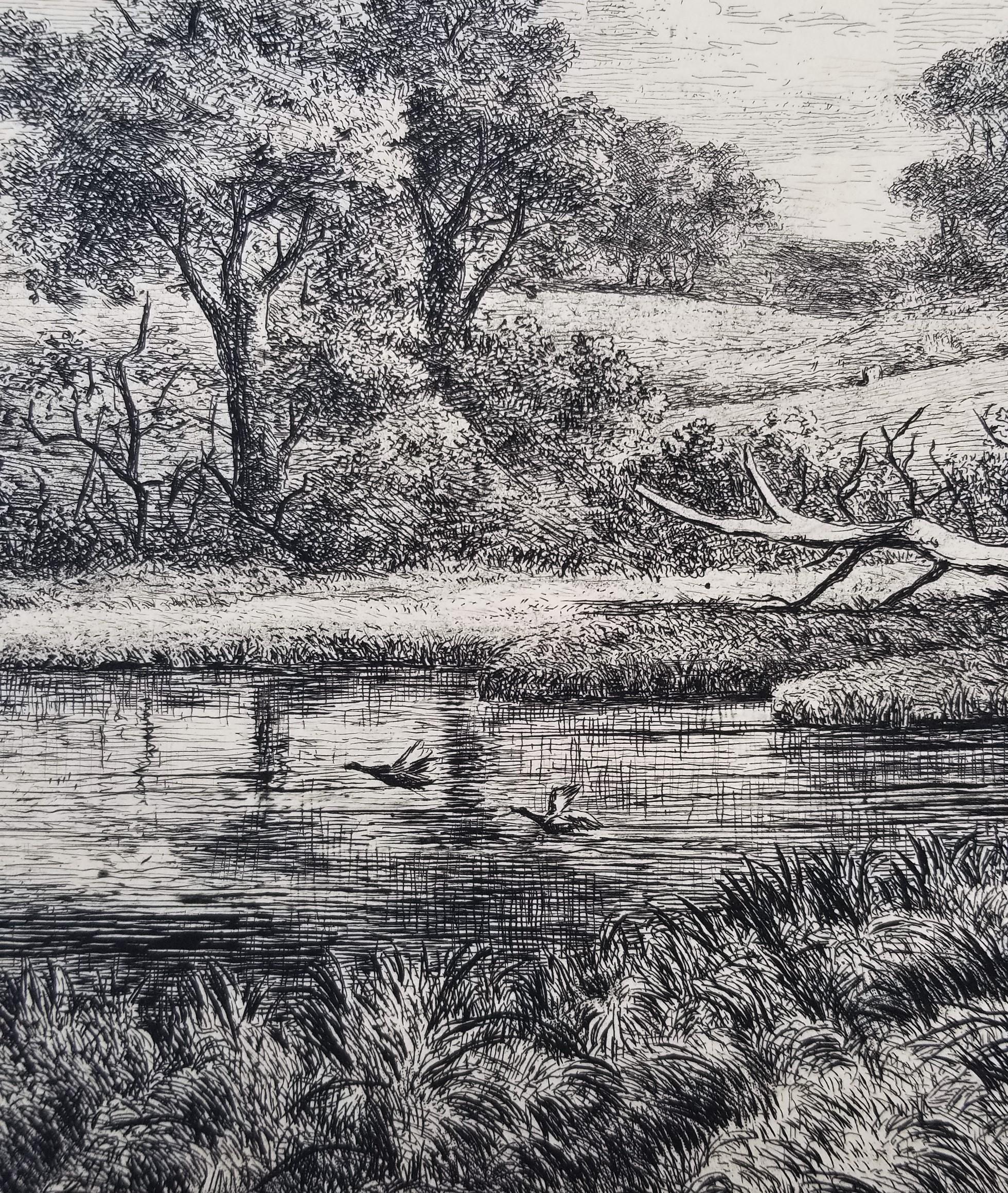 Near Stoneleigh, Warwickshire /// British Victorian Landscape Etching Black Art For Sale 7