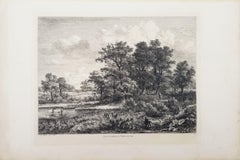 Near Stoneleigh, Warwickshire /// British Victorian Landscape Etching Black Art