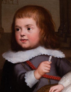 Dutch 17th Century Old Master painting of three young children aristocrats