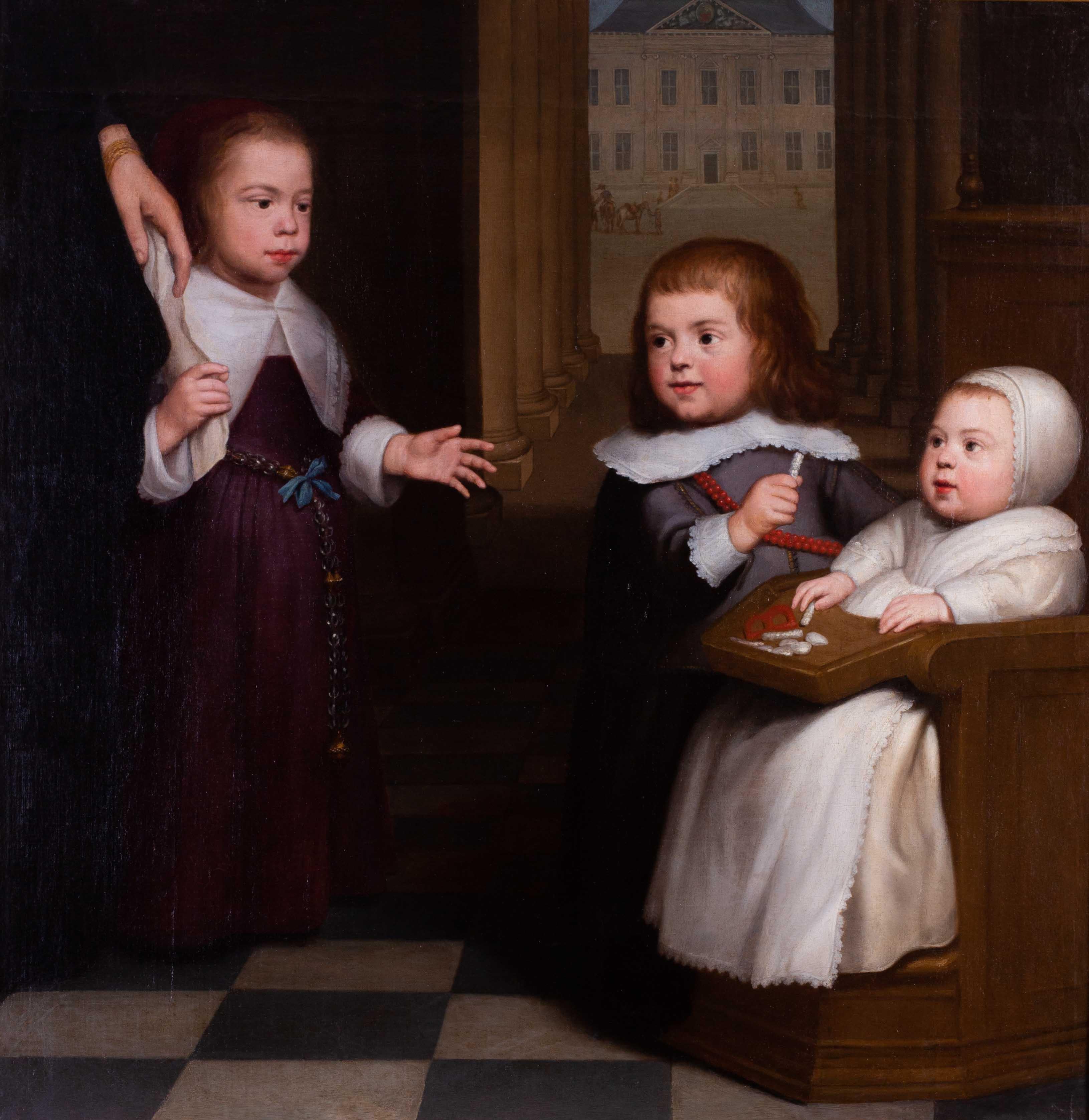 Dutch 17th Century Old Master painting of three young children aristocrats - Old Masters Painting by Jacob Geritsz Cuyp