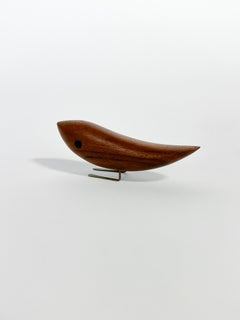 Jacob Hermann Bird Sculpture Teak Brass Denmark 1950s Danish Design