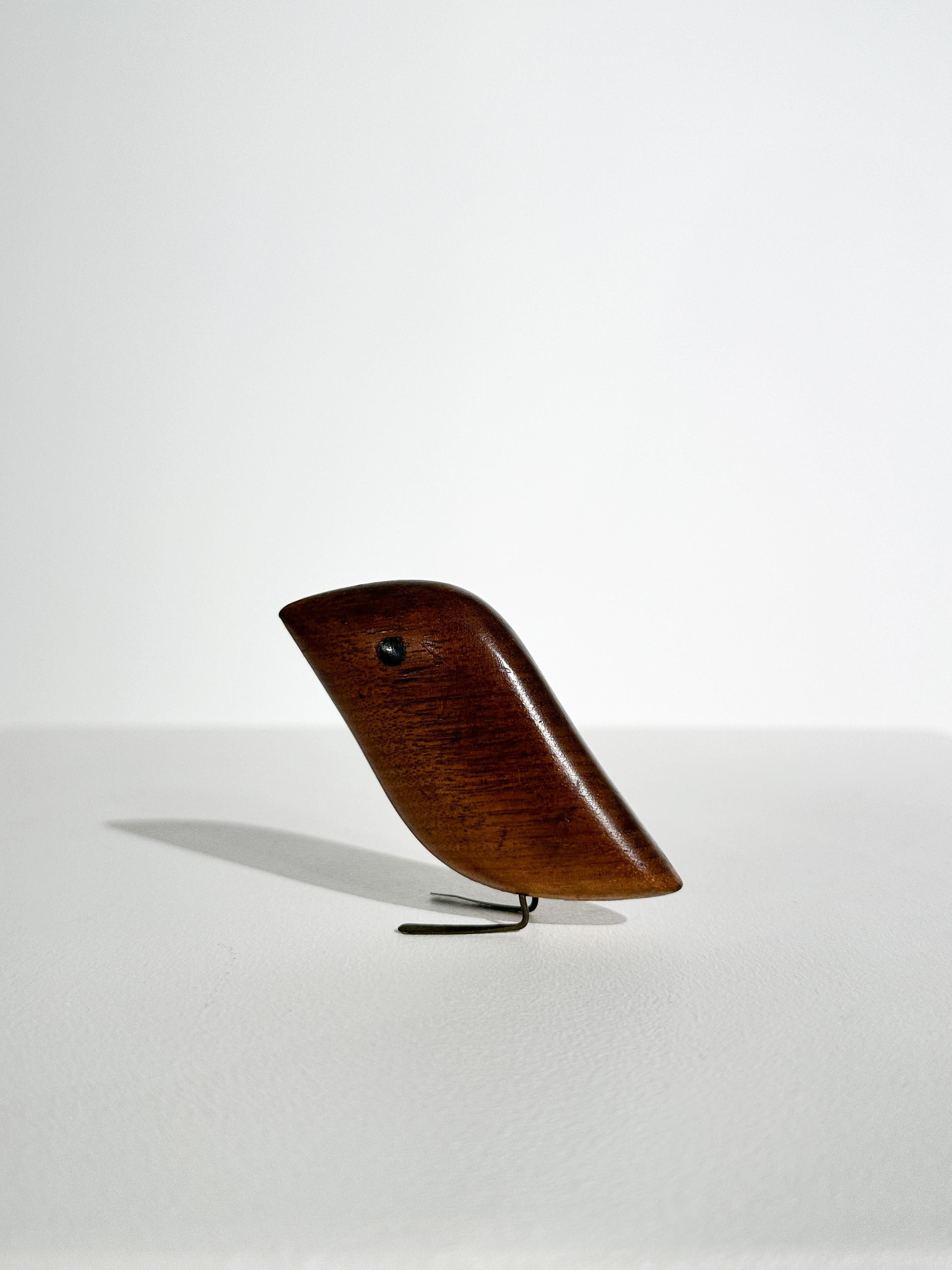 Danish Jacob Hermann Bird Sculpture Wood Brass Denmark 1950s