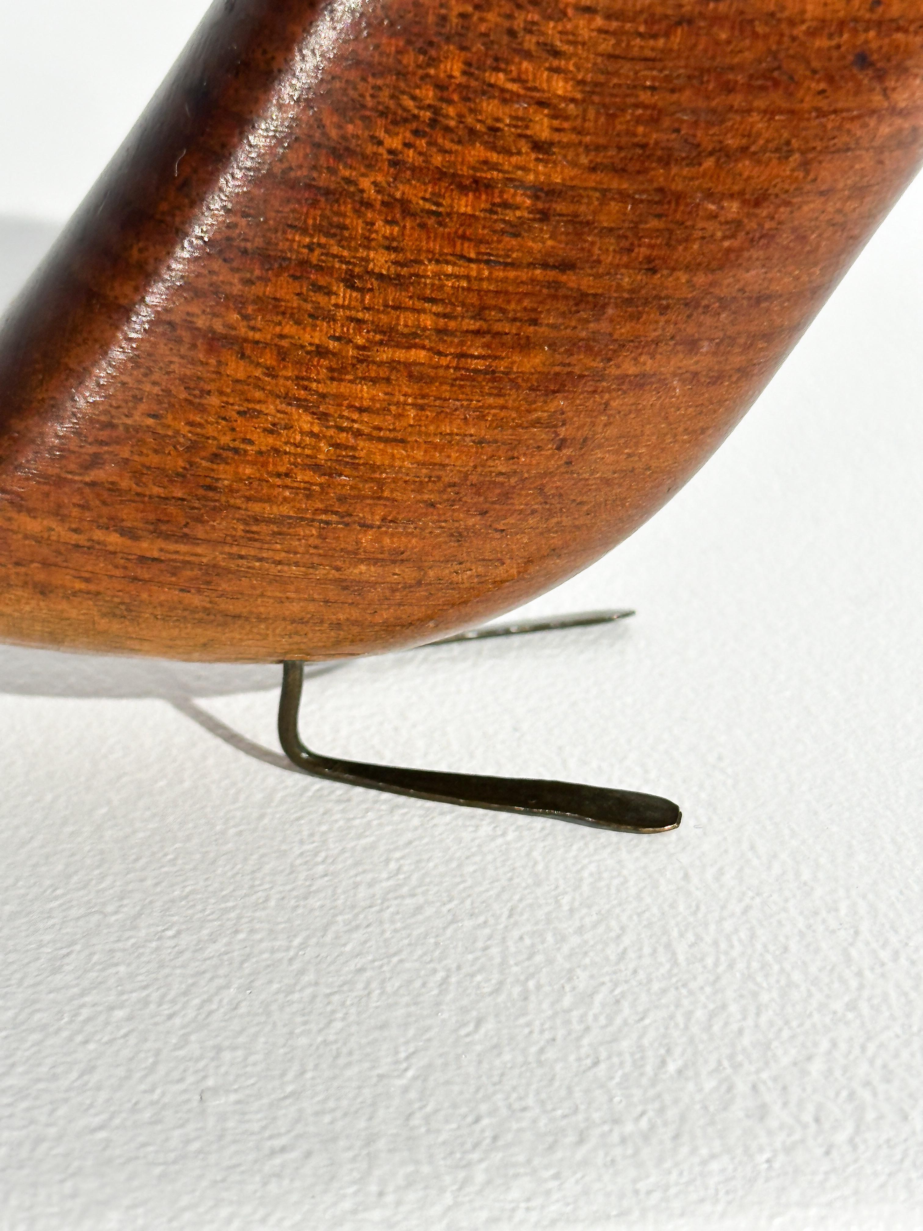 Mid-20th Century Jacob Hermann Bird Sculpture Wood Brass Denmark 1950s