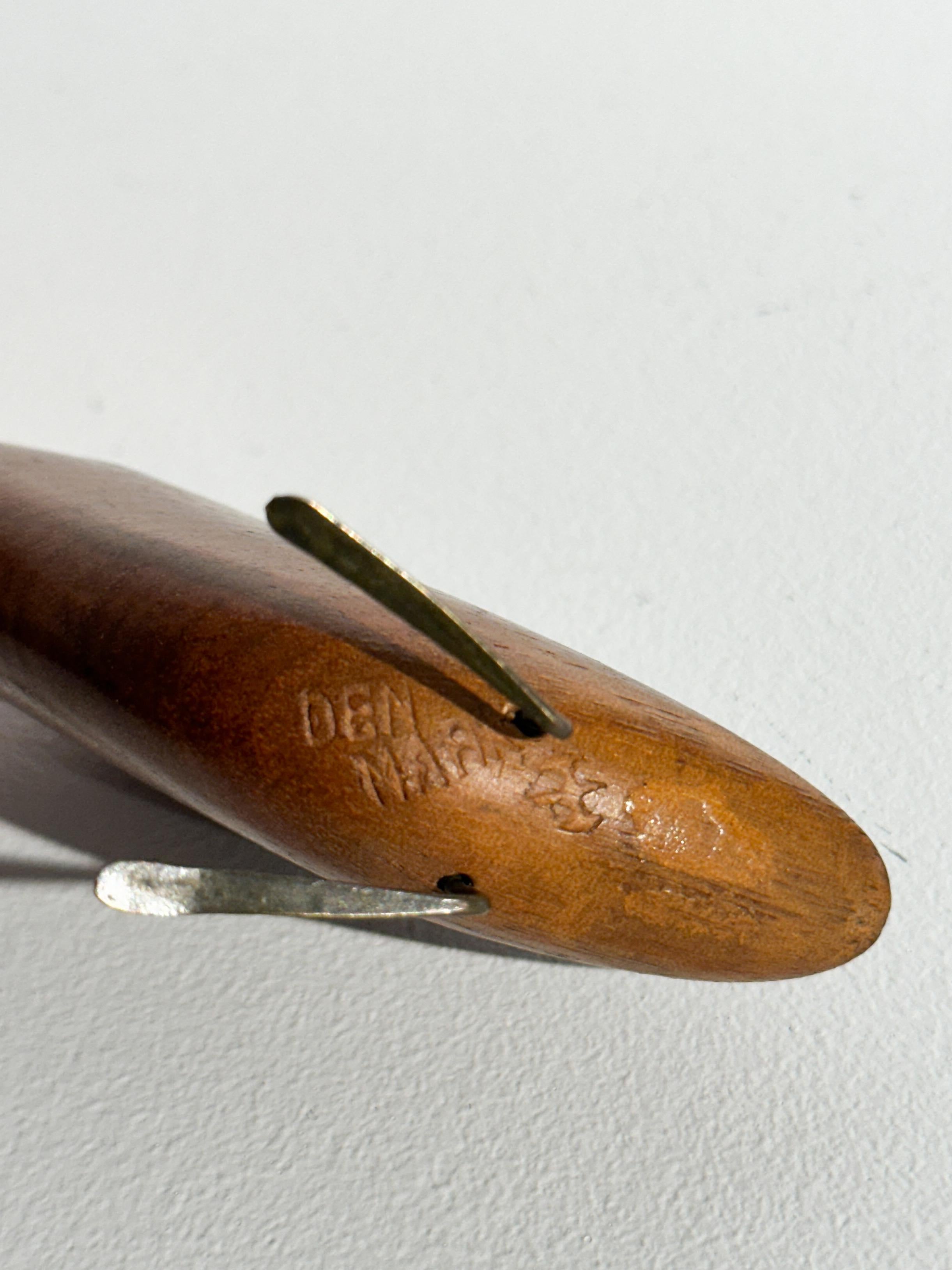 Jacob Hermann Bird Sculpture Wood Brass Denmark 1950s 1