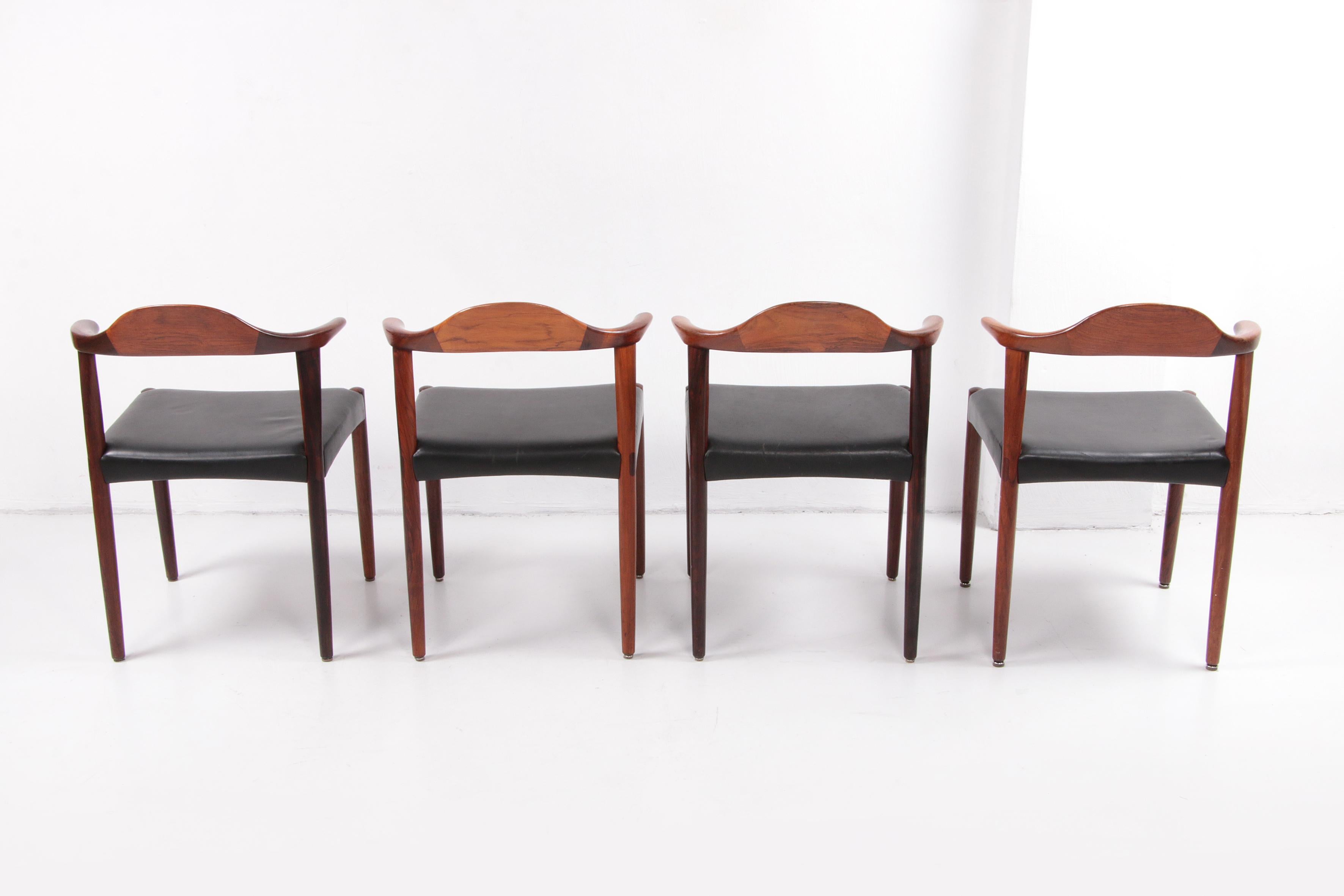 Scandinavian Modern Jacob Hermann Dark Wood Dining Room Chairs Randers Mobelfabriek, 1965 For Sale