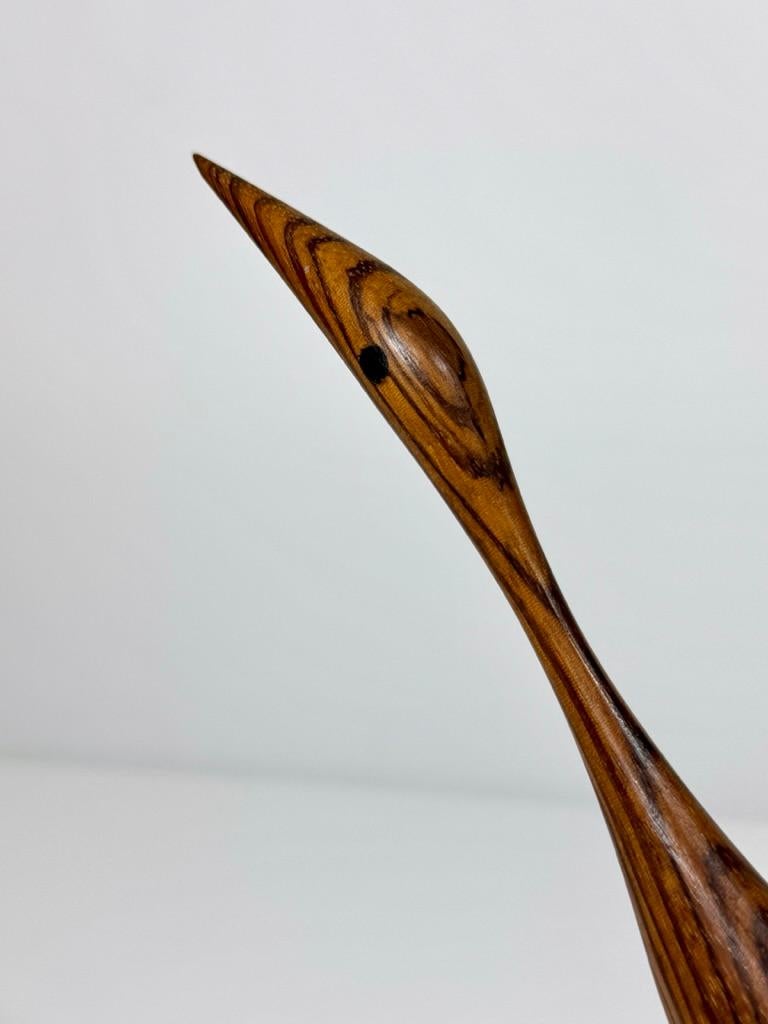 Signed Jacob Hermann Zebrawood Hand Carved Bird Sculpture Denmark 1950s In Good Condition For Sale In Troy, MI