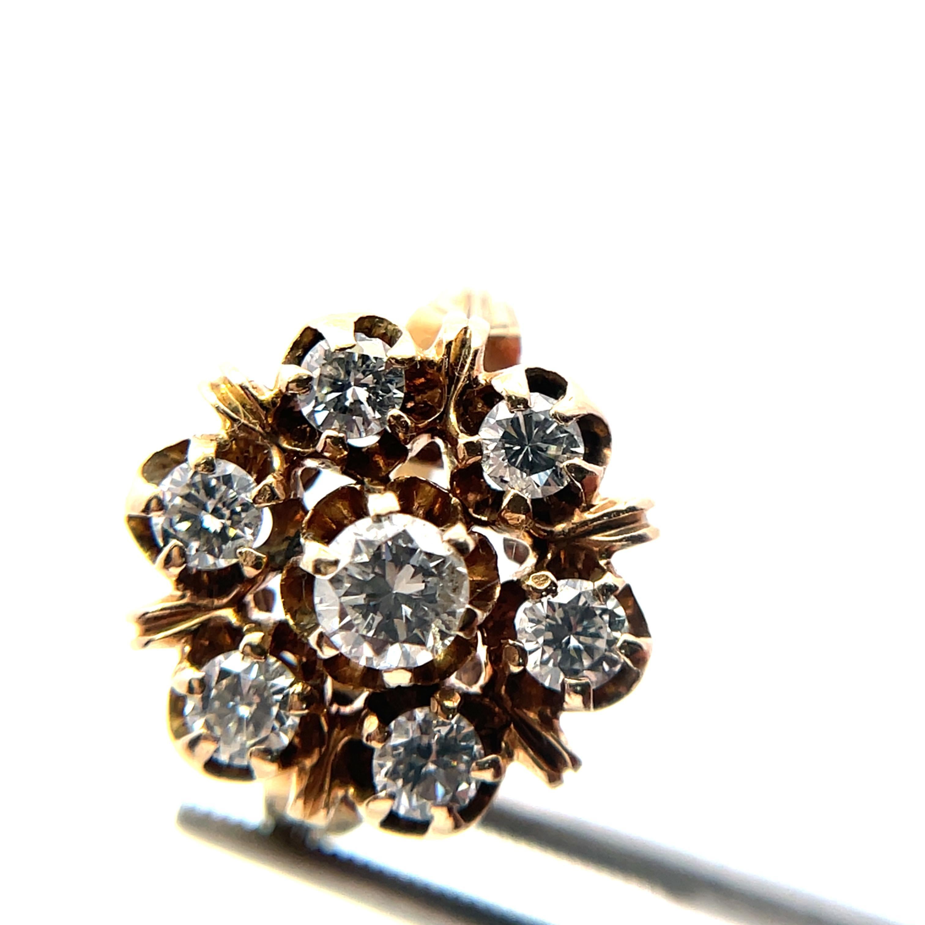 Jacob Hookaylo Anillo tallado a mano en oro amarillo de 14 quilates con diamantes antiguos talla europea Corte europeo antiguo en venta