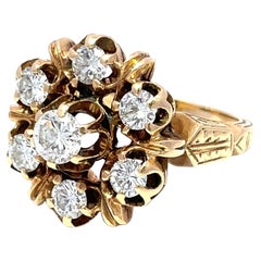 Jacob Hookaylo 14k Yellow Gold Antique Old Euro cut Diamond set Hand Carved Ring